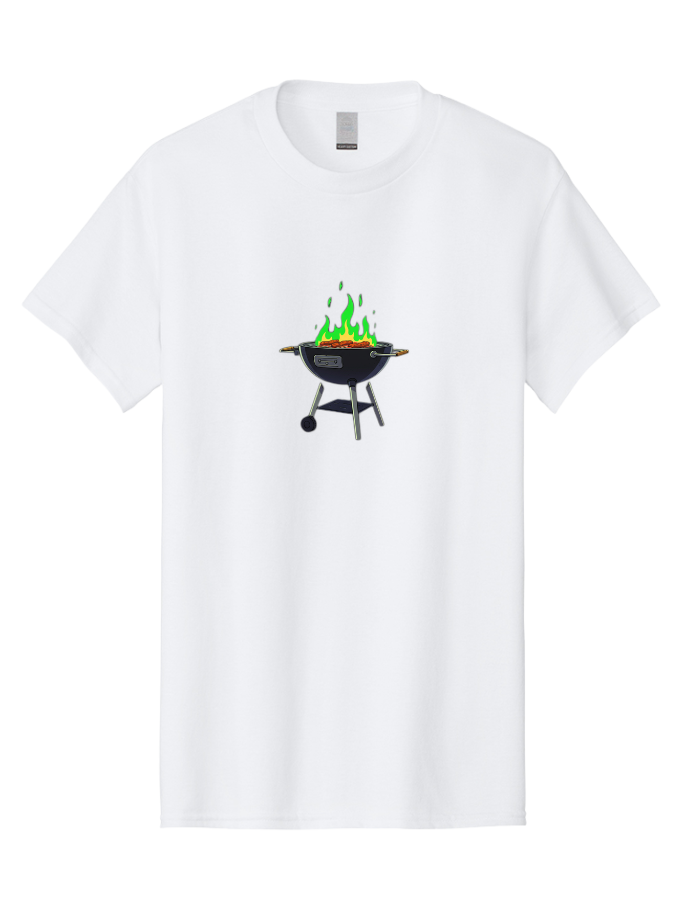 Barbecue-Grill Men'S Graphic Tee, 100% Cotton, Comfortable Casual Summer Wear, Machine Washable, Charcoal Barbecue, Grill With Flames, Outdoor Cooking, Outdoor Kitchen, Bbq Grill, Backyard Barbecue, Sizzling Meat, Grilling Food Bab662