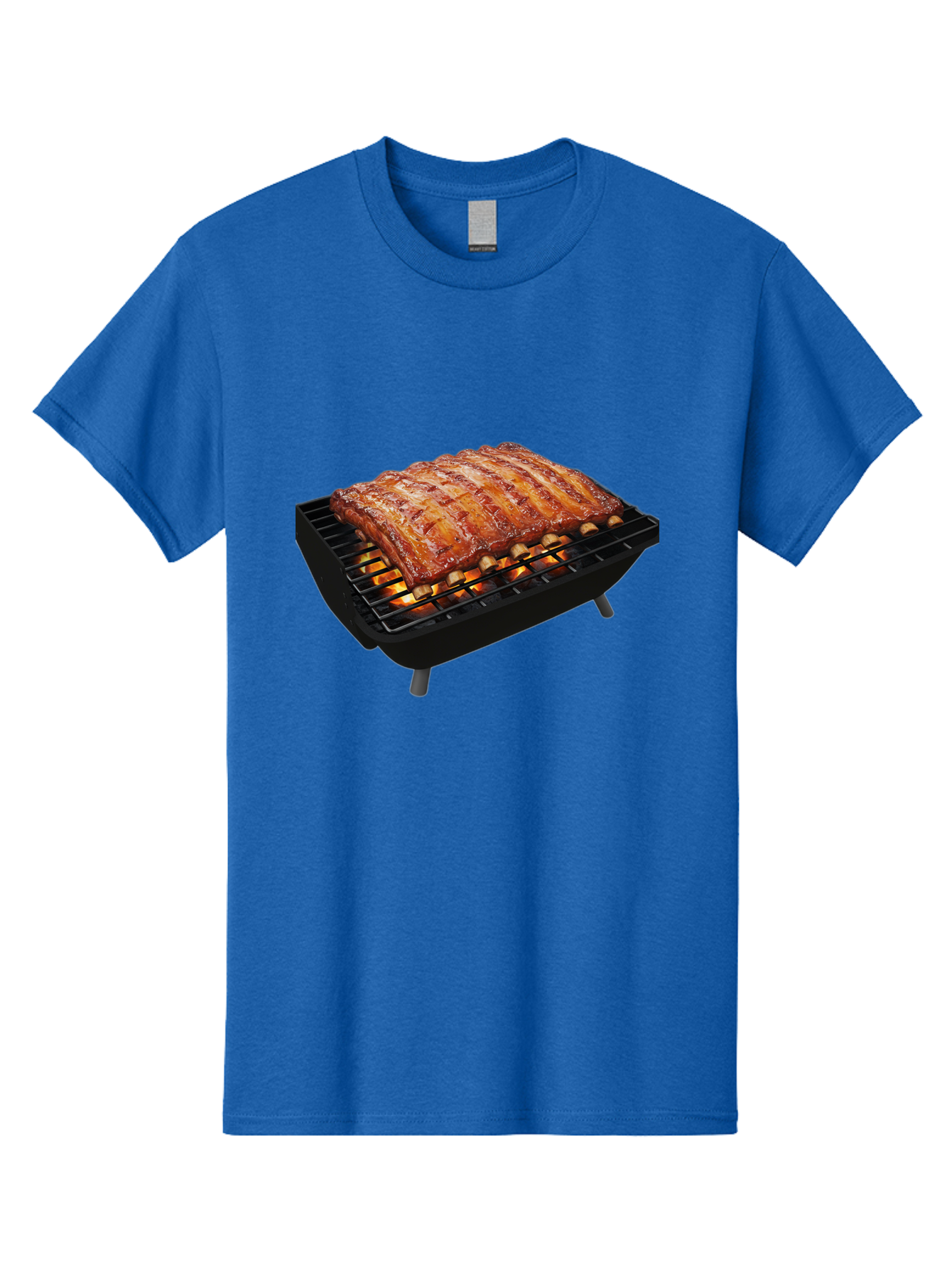 Barbecue-Ribs Men'S Graphic Tee, 100% Cotton, Comfortable Casual Summer Wear, Machine Washable, Barbecue Ribs, Grilled Meat, Barbecue Sauce, Outdoor Cooking, Flame Grilled, Gourmet Food, Delicious Ribs, Tender Meat Bab663
