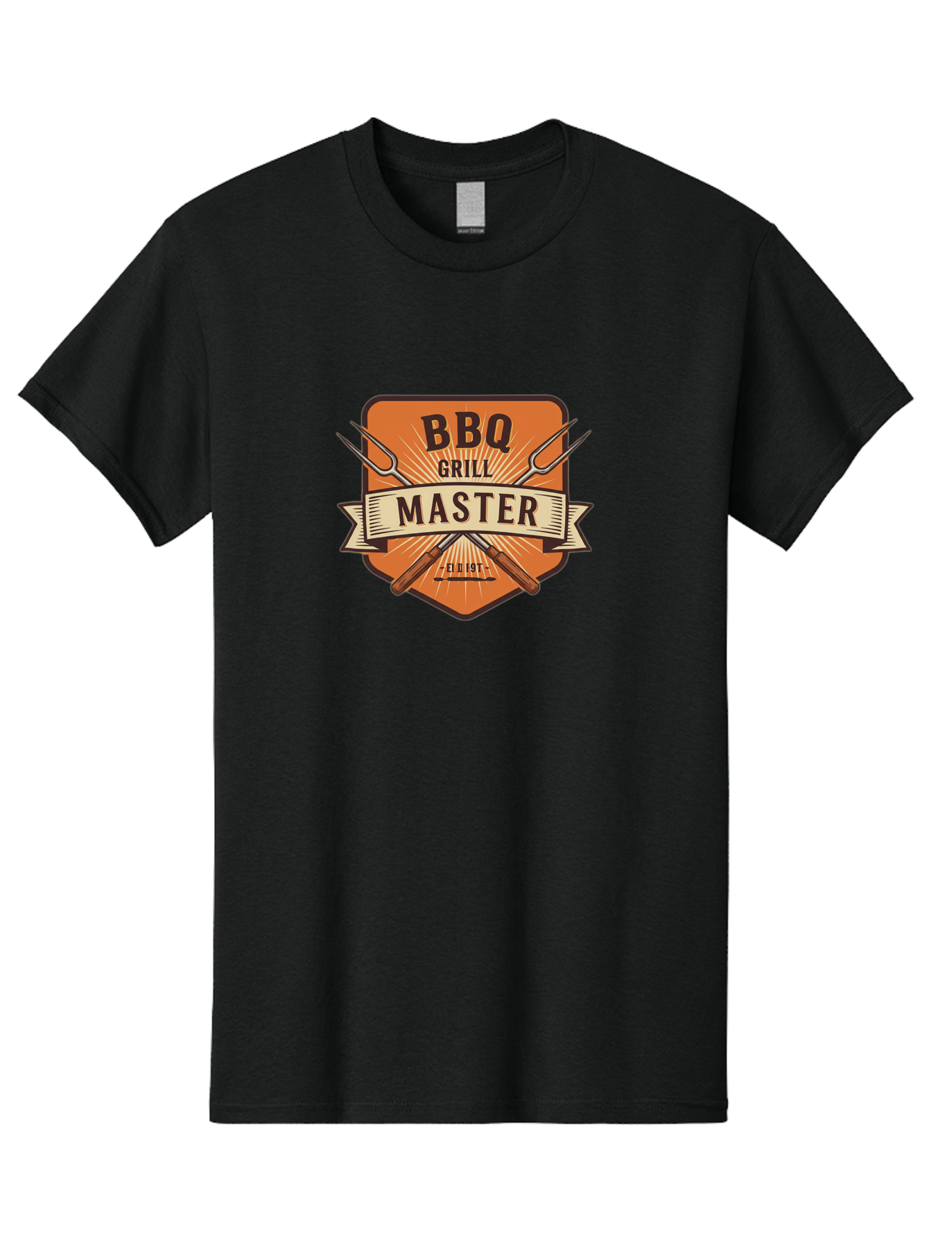 Bbq-Grill-Master Men'S Graphic Tee, 100% Cotton, Comfortable Casual Summer Wear, Machine Washable, Barbecue Logo, Grill Master Logo, Vintage Style, Crossed Forks, Est 1971, Retro Design, Barbecue Branding, Grill Logo Bab671