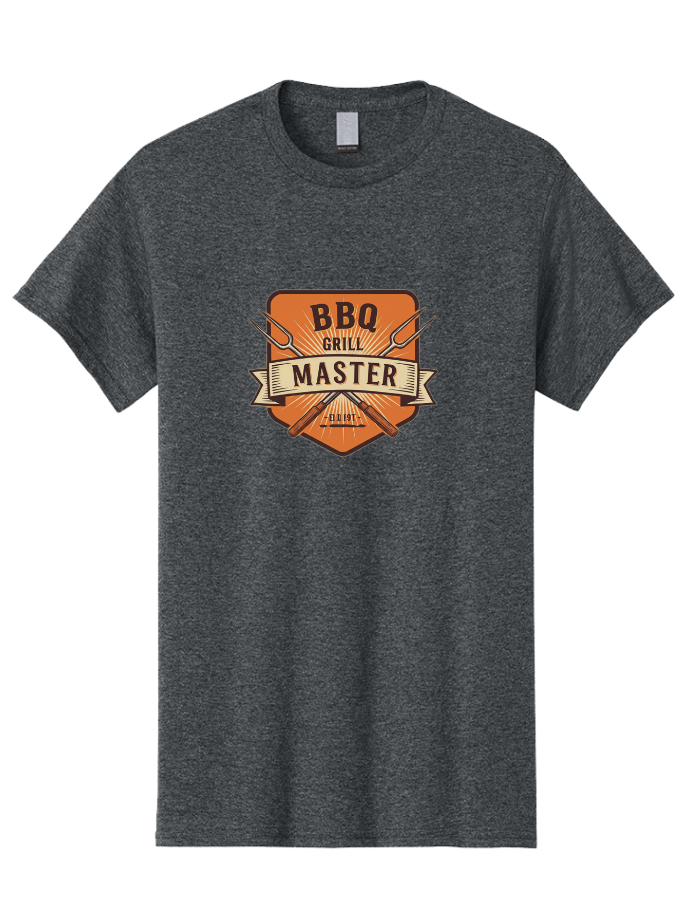 Bbq-Grill-Master Men'S Graphic Tee, 100% Cotton, Comfortable Casual Summer Wear, Machine Washable, Barbecue Logo, Grill Master Logo, Vintage Style, Crossed Forks, Est 1971, Retro Design, Barbecue Branding, Grill Logo Bab671