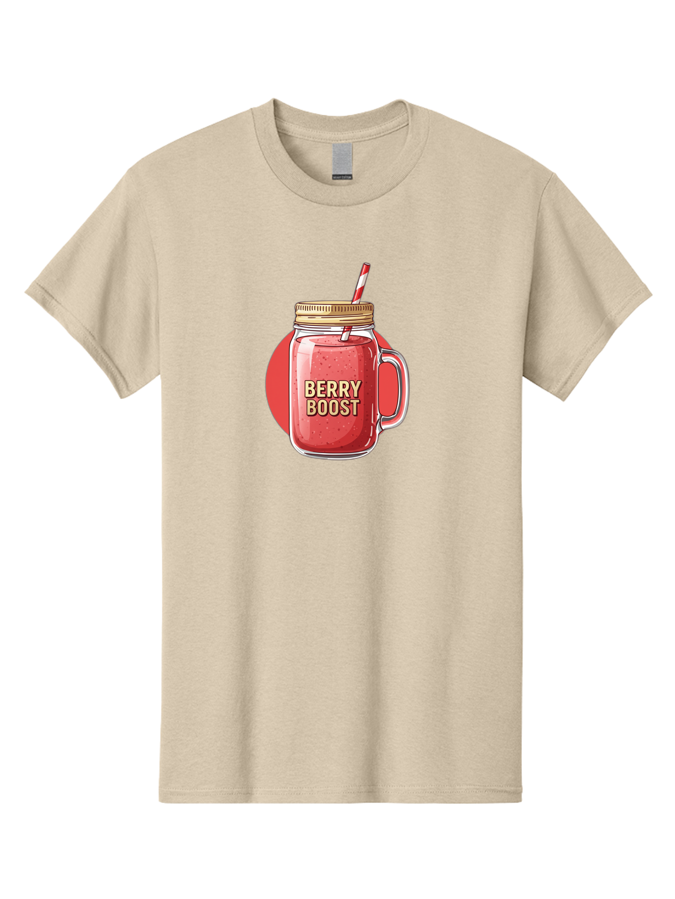 Berry-Boost Men'S Graphic Tee, 100% Cotton, Comfortable Casual Summer Wear, Machine Washable, Berry Smoothie, Blended Drink, Healthy Beverage, Mason Jar, Straw, Refreshing, Fruit Boost, Wellness, Nutrition, Healthy Lifestyle Bab675