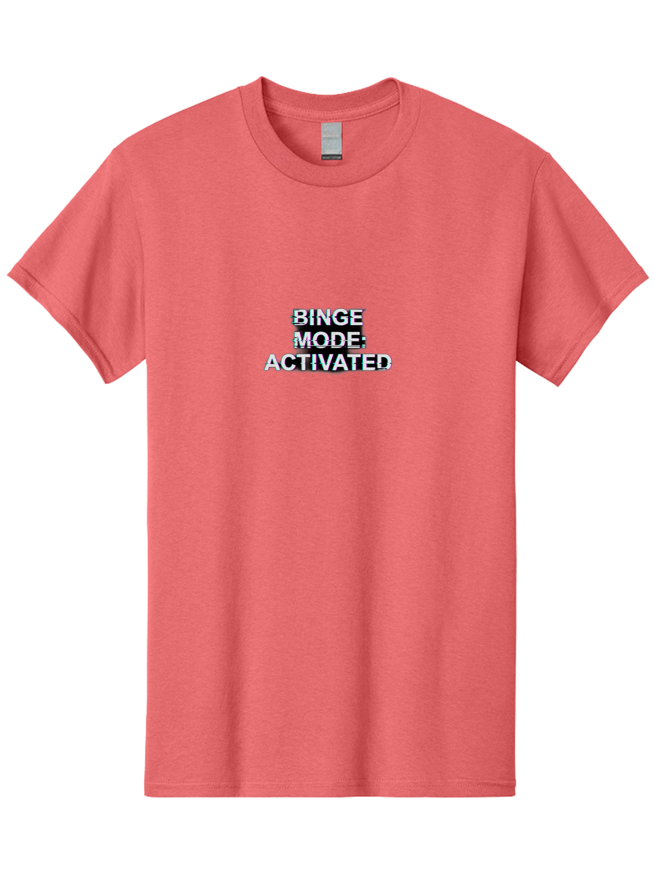 Binge-Mode-Activated-1 Men'S Graphic Tee, 100% Cotton, Comfortable Casual Summer Wear, Machine Washable, Binge Mode, Binge Watching, Activated, Glitch Text, Distorted Font, Grey Text, Pop Culture, Entertainment, Tv Show, Meme Culture, Bab679