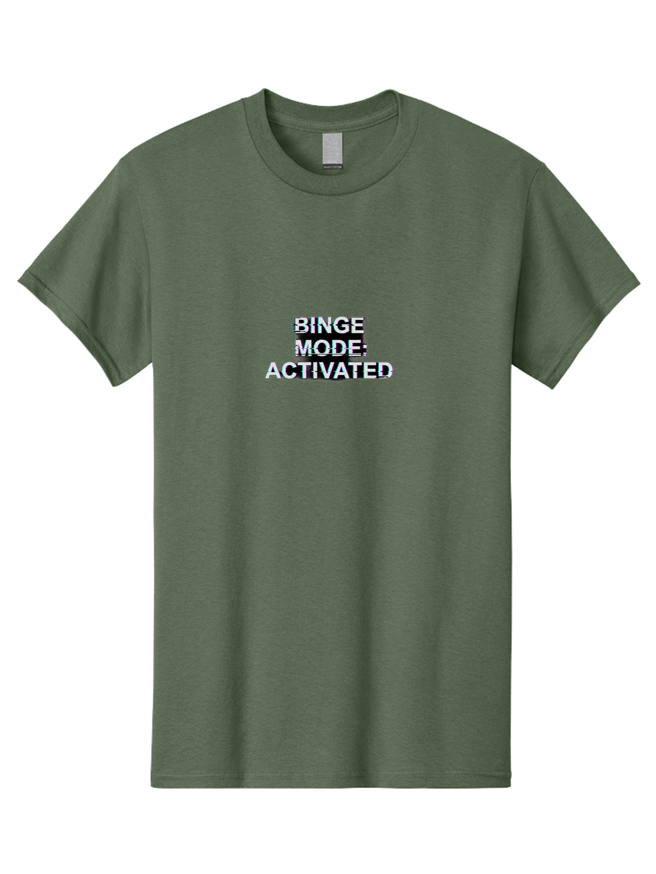 Binge-Mode-Activated-1 Men'S Graphic Tee, 100% Cotton, Comfortable Casual Summer Wear, Machine Washable, Binge Mode, Binge Watching, Activated, Glitch Text, Distorted Font, Grey Text, Pop Culture, Entertainment, Tv Show, Meme Culture, Bab679
