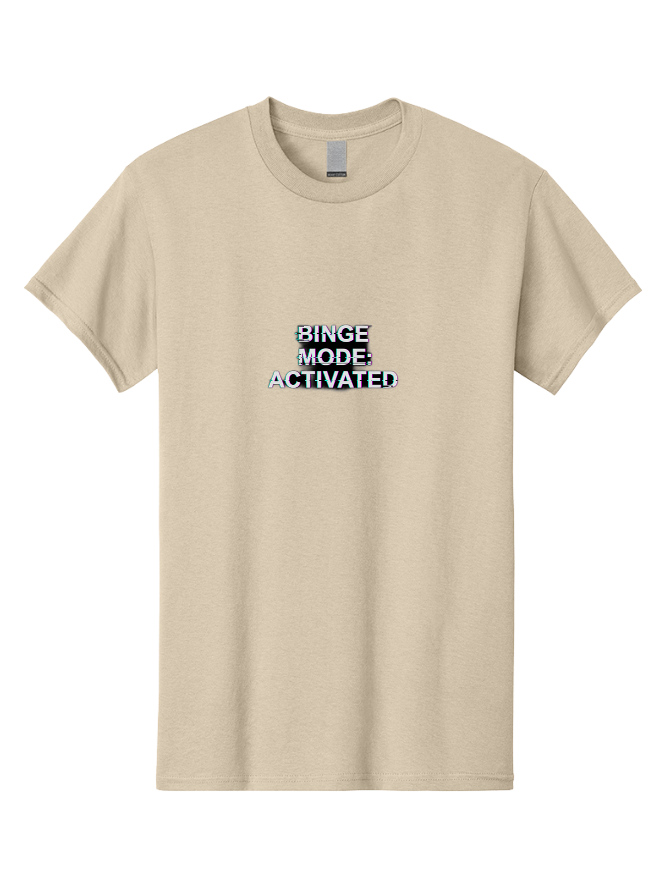 Binge-Mode-Activated-1 Men'S Graphic Tee, 100% Cotton, Comfortable Casual Summer Wear, Machine Washable, Binge Mode, Binge Watching, Activated, Glitch Text, Distorted Font, Grey Text, Pop Culture, Entertainment, Tv Show, Meme Culture, Bab679