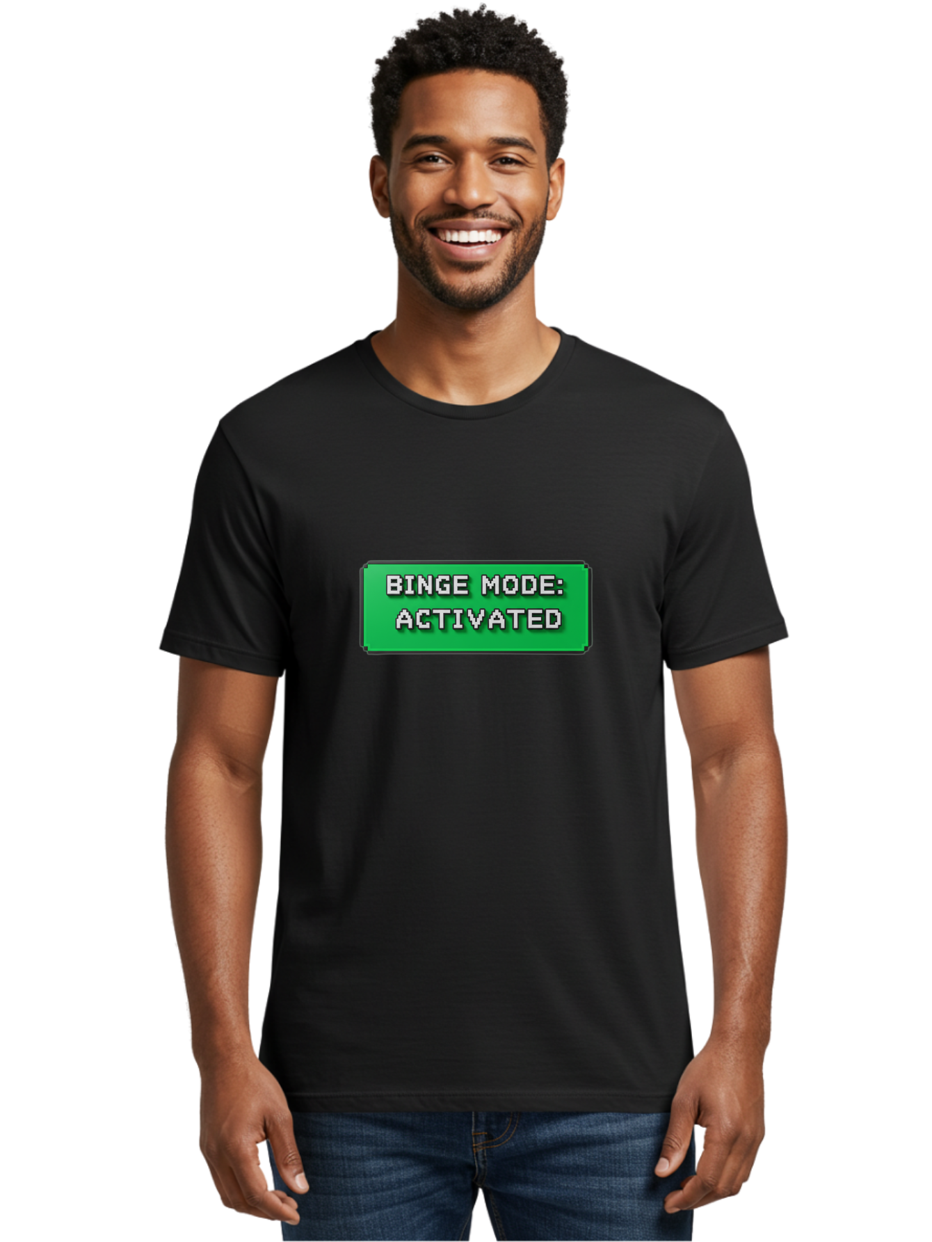 Binge-Mode-Activated Men'S Graphic Tee, 100% Cotton, Comfortable Casual Summer Wear, Machine Washable, Binge Watching, Marathon Viewing, Streaming Mode, Entertainment Mode, Tv Series, Video Streaming, Pop Culture, Entertainment, Tv Shows Bab682