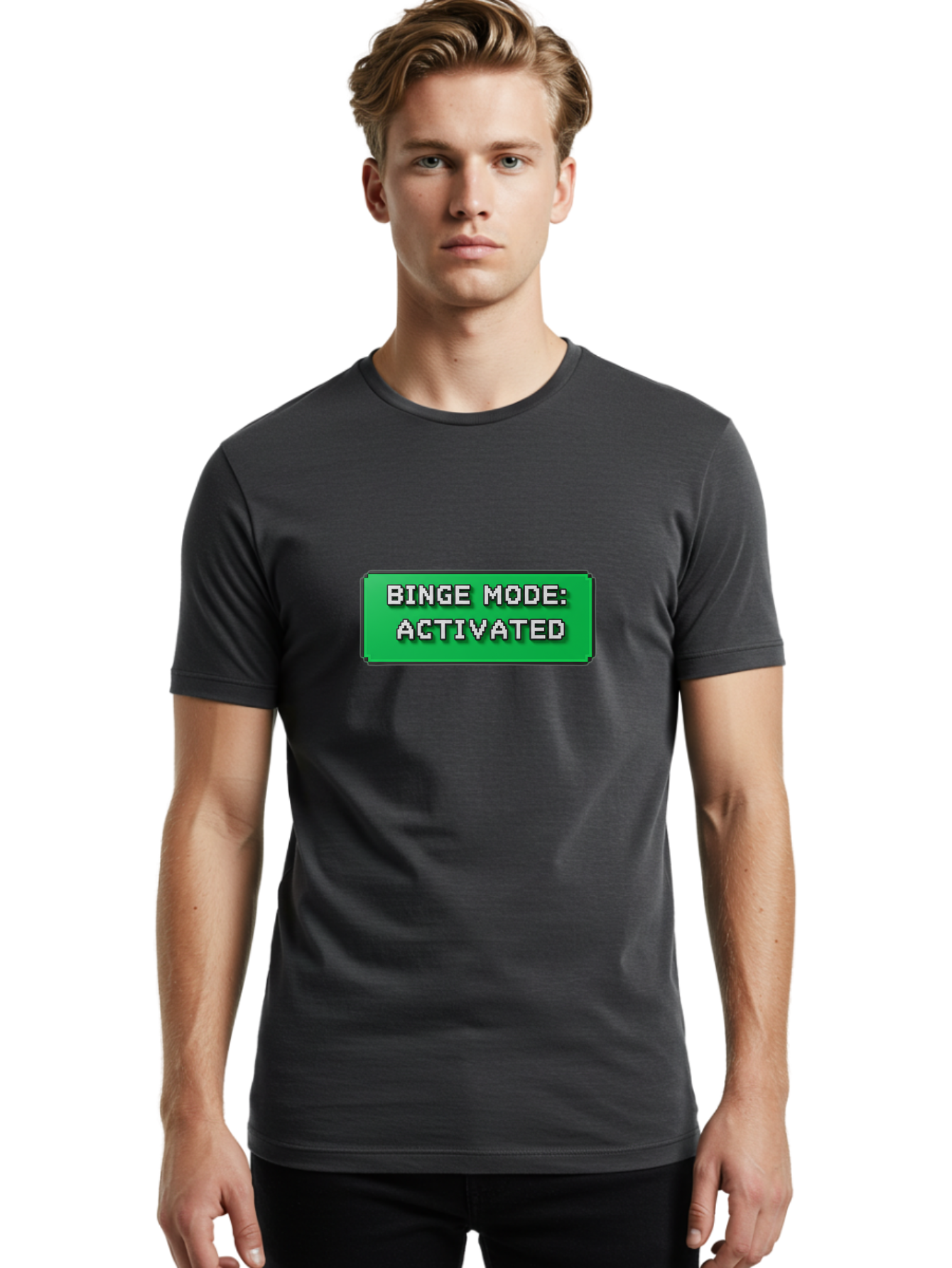 Binge-Mode-Activated Men'S Graphic Tee, 100% Cotton, Comfortable Casual Summer Wear, Machine Washable, Binge Watching, Marathon Viewing, Streaming Mode, Entertainment Mode, Tv Series, Video Streaming, Pop Culture, Entertainment, Tv Shows Bab682