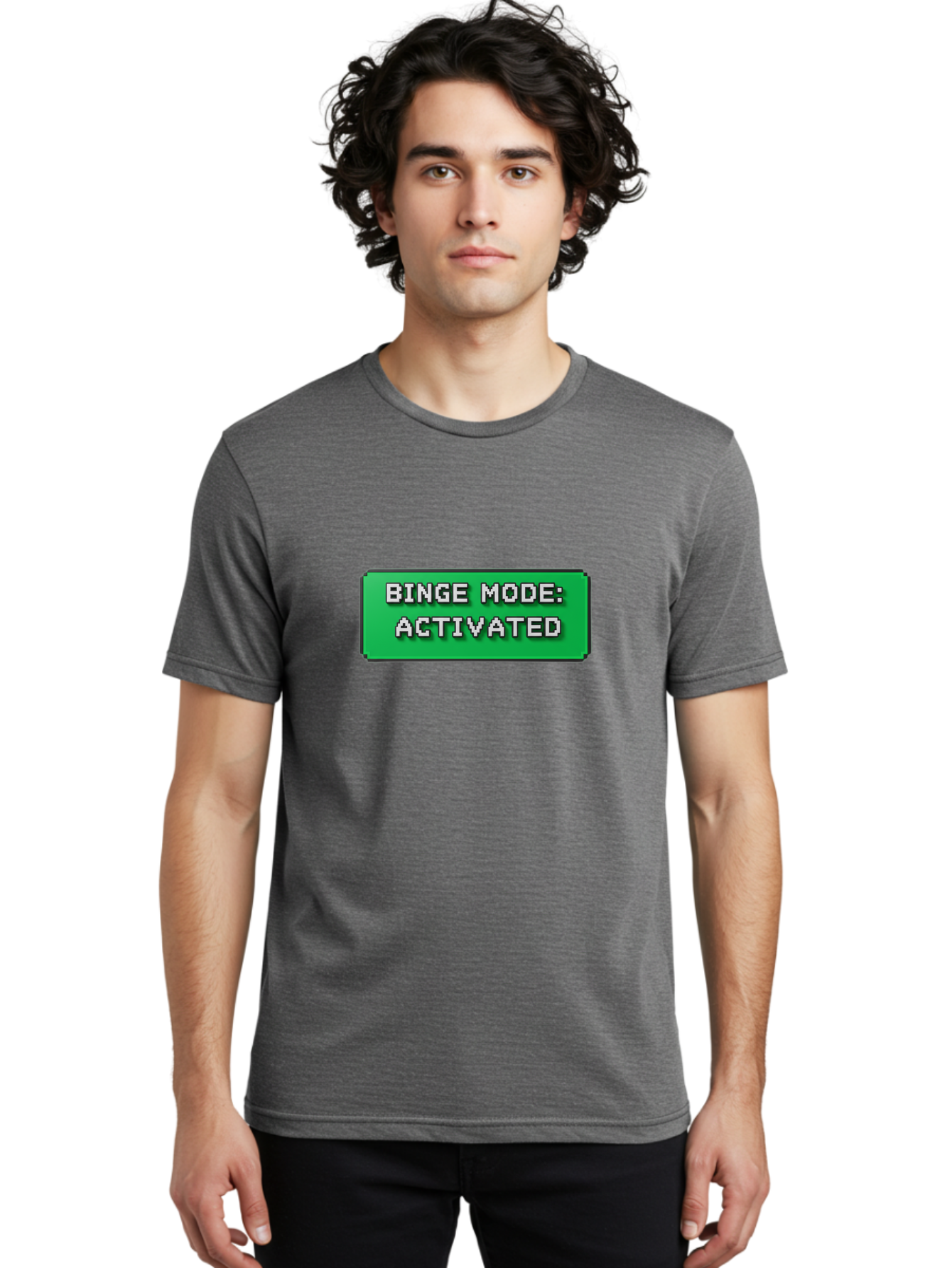 Binge-Mode-Activated Men'S Graphic Tee, 100% Cotton, Comfortable Casual Summer Wear, Machine Washable, Binge Watching, Marathon Viewing, Streaming Mode, Entertainment Mode, Tv Series, Video Streaming, Pop Culture, Entertainment, Tv Shows Bab682