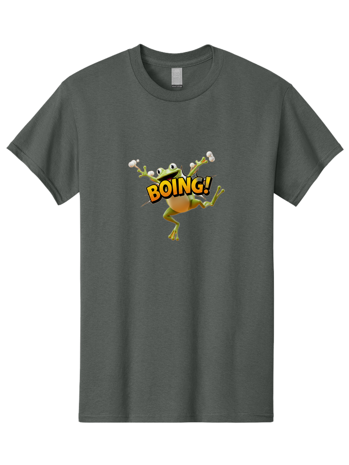 Boing Men'S Graphic Tee, 100% Cotton, Comfortable Casual Summer Wear, Machine Washable, Funny Frog, Cartoon Character, Humorous Illustration, Comedic Effect, Playful Animation, Bouncing Frog, 3D Animation, Visual Humor, Comedic Relief Bab693