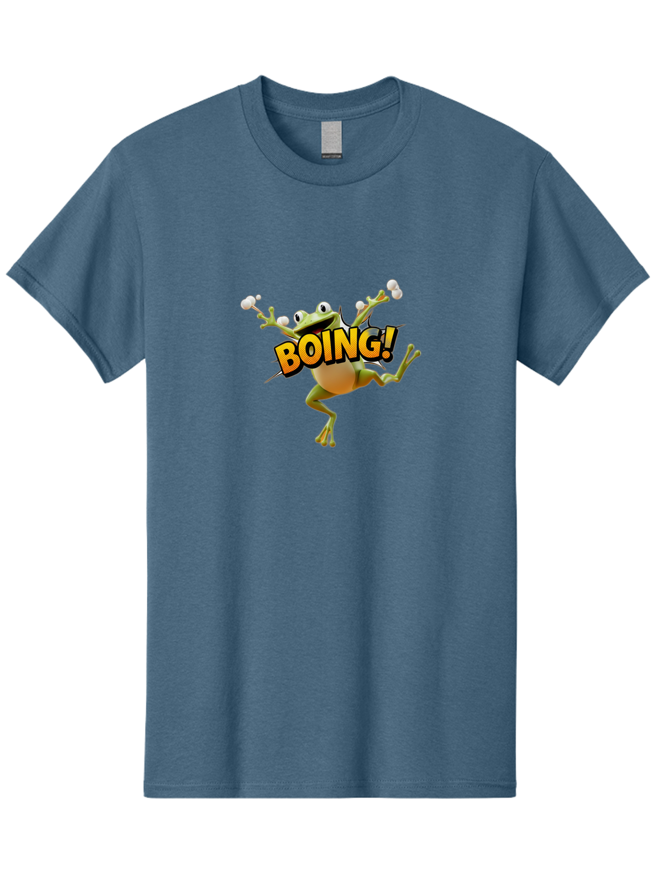 Boing Men'S Graphic Tee, 100% Cotton, Comfortable Casual Summer Wear, Machine Washable, Funny Frog, Cartoon Character, Humorous Illustration, Comedic Effect, Playful Animation, Bouncing Frog, 3D Animation, Visual Humor, Comedic Relief Bab693