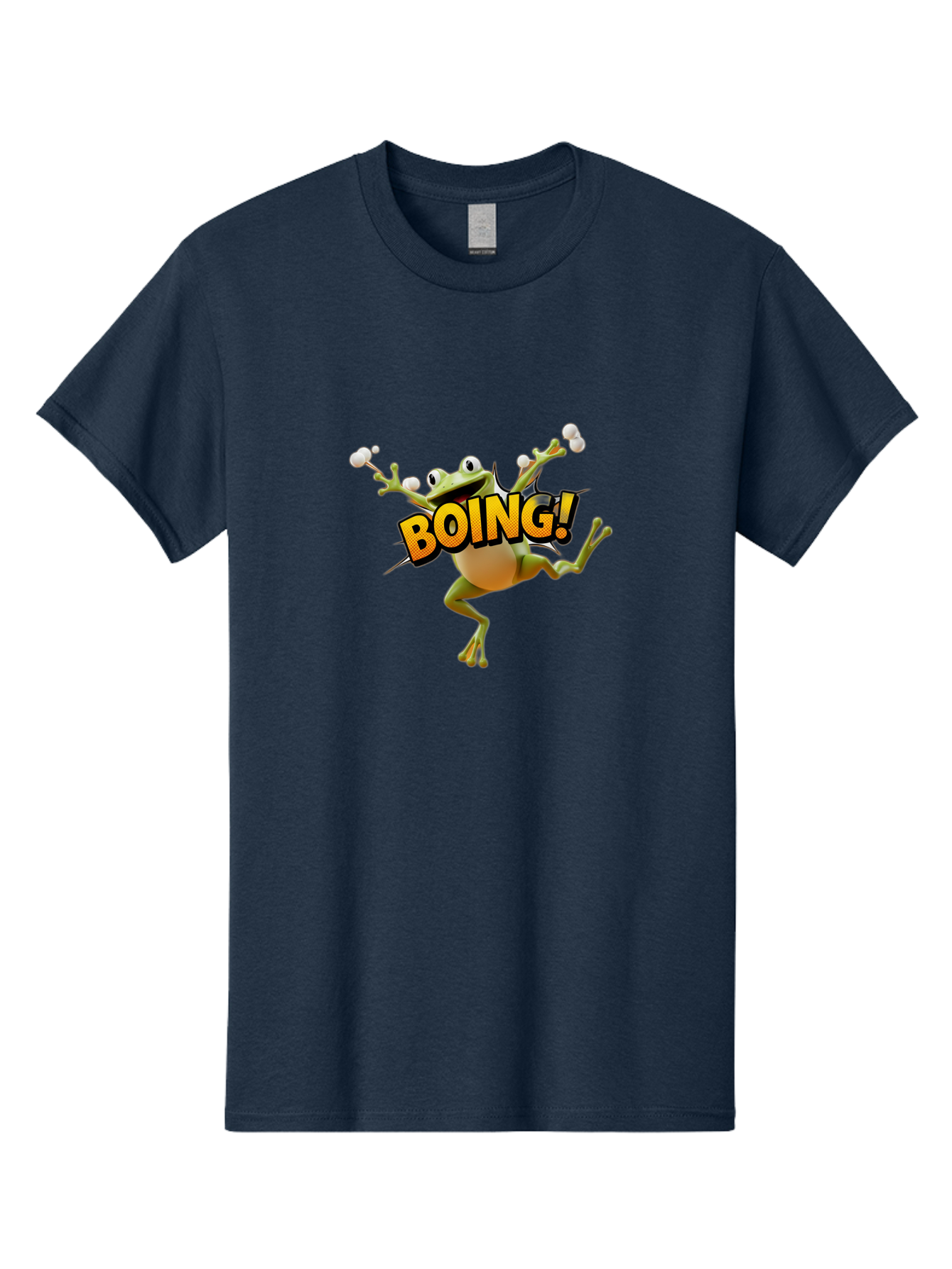 Boing Men'S Graphic Tee, 100% Cotton, Comfortable Casual Summer Wear, Machine Washable, Funny Frog, Cartoon Character, Humorous Illustration, Comedic Effect, Playful Animation, Bouncing Frog, 3D Animation, Visual Humor, Comedic Relief Bab693