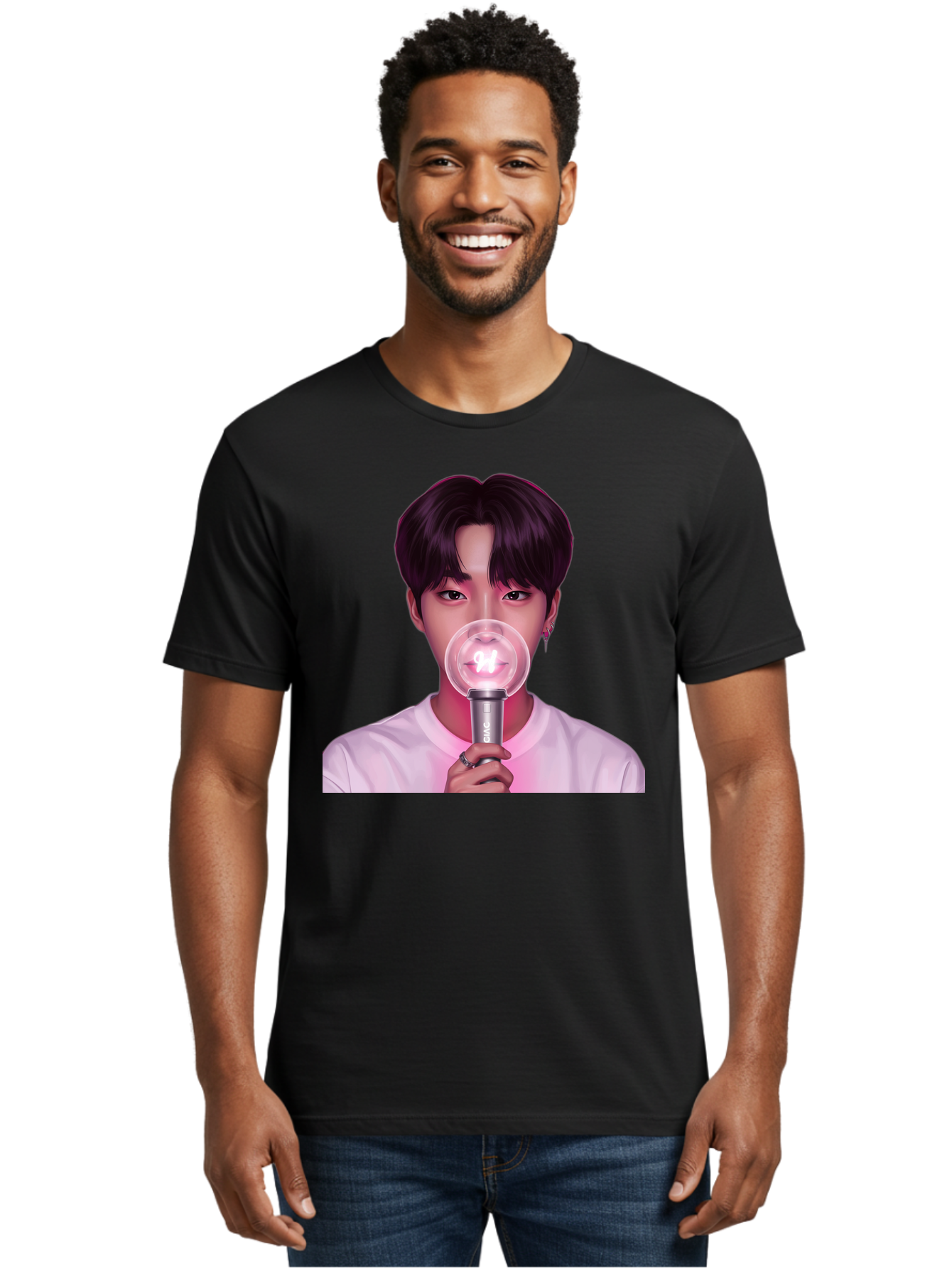 Bts-Army-Bomb Men'S Graphic Tee, 100% Cotton, Comfortable Casual Summer Wear, Machine Washable, K-Pop Fan, Bts Merchandise, Army Bomb Lightstick, Concert Accessory, Fandom Symbol, Bts Army, Fan Culture, K-Pop Merchandise, Bts Concert Bab694