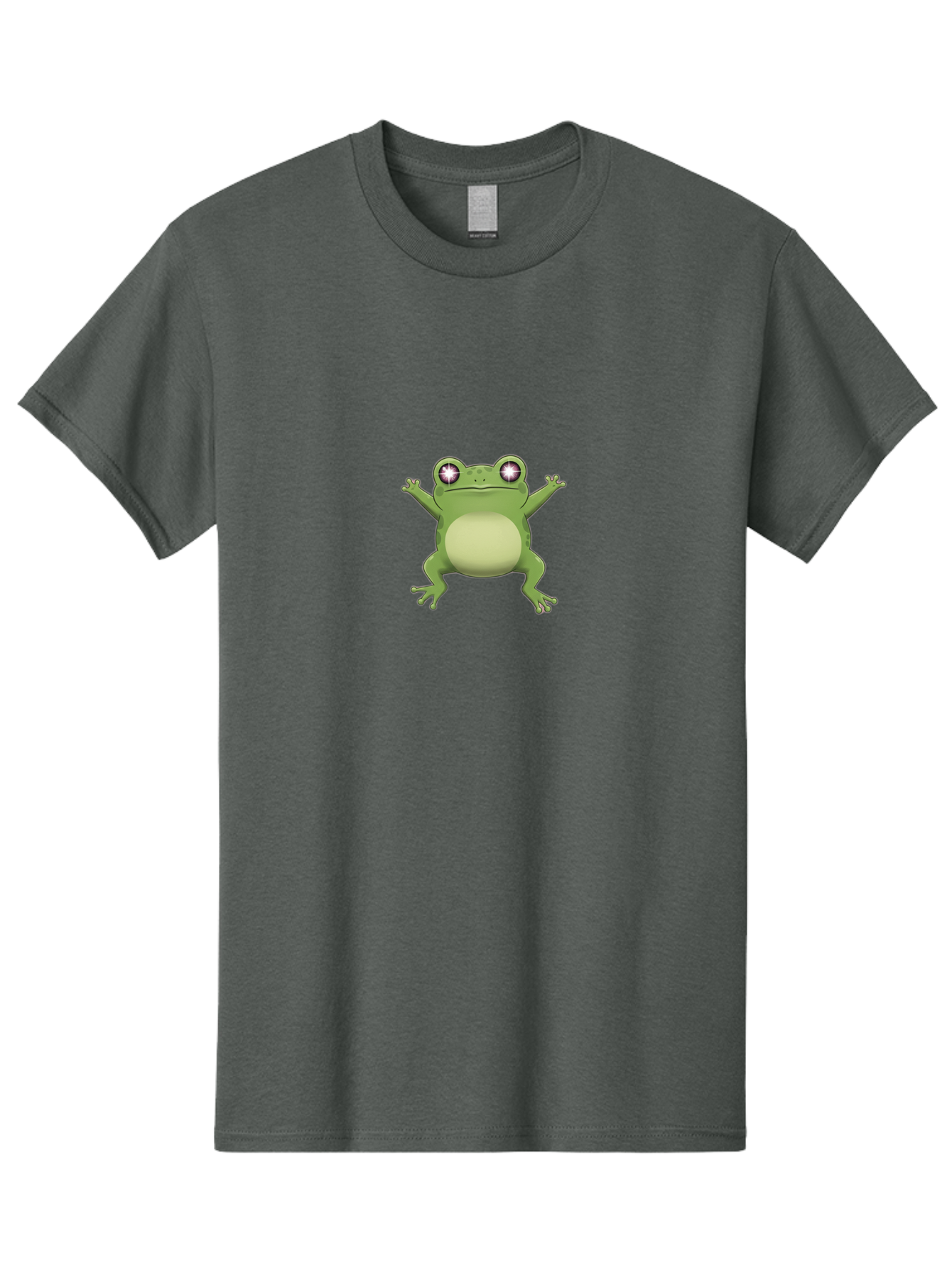 Cartoon-Frog-1 Men'S Graphic Tee, 100% Cotton, Comfortable Casual Summer Wear, Machine Washable, Cartoon Frog, Green Frog, Frog Character, Frog Illustration, Shiny Eyes, Frog Pose, Cute Amphibian, Frog Art, Whimsical Design, Funny Frog, Bab716
