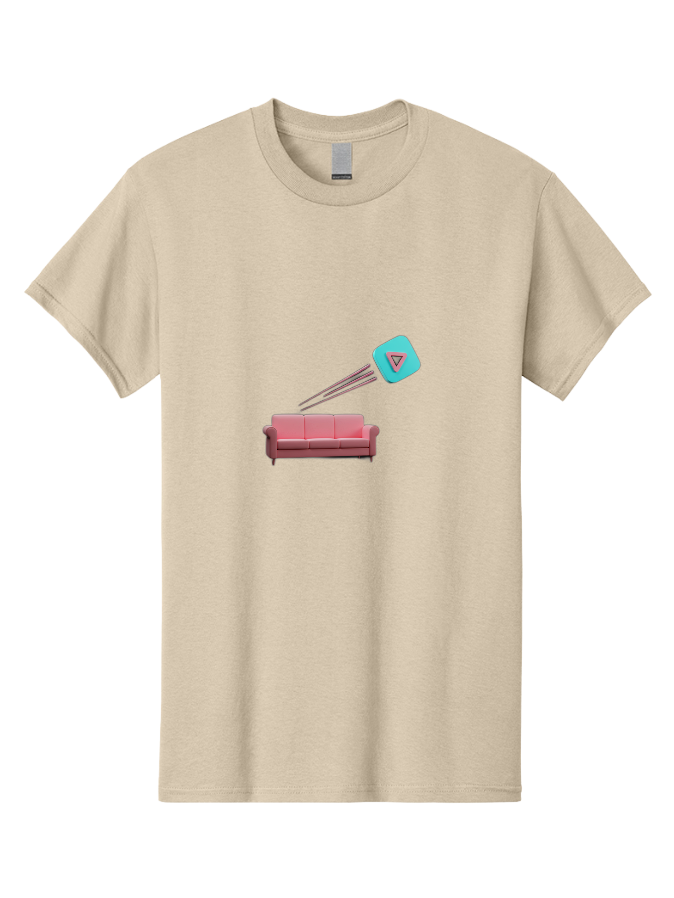 Chamos Men'S Graphic Tee, 100% Cotton, Comfortable Casual Summer Wear, Machine Washable, Pink Sofa, Chatroulette Logo, Blue Icon, Pink Triangle, Three-Dimensional Lines, Modern Design, Social Media, Online Chat, User Interface Bab723