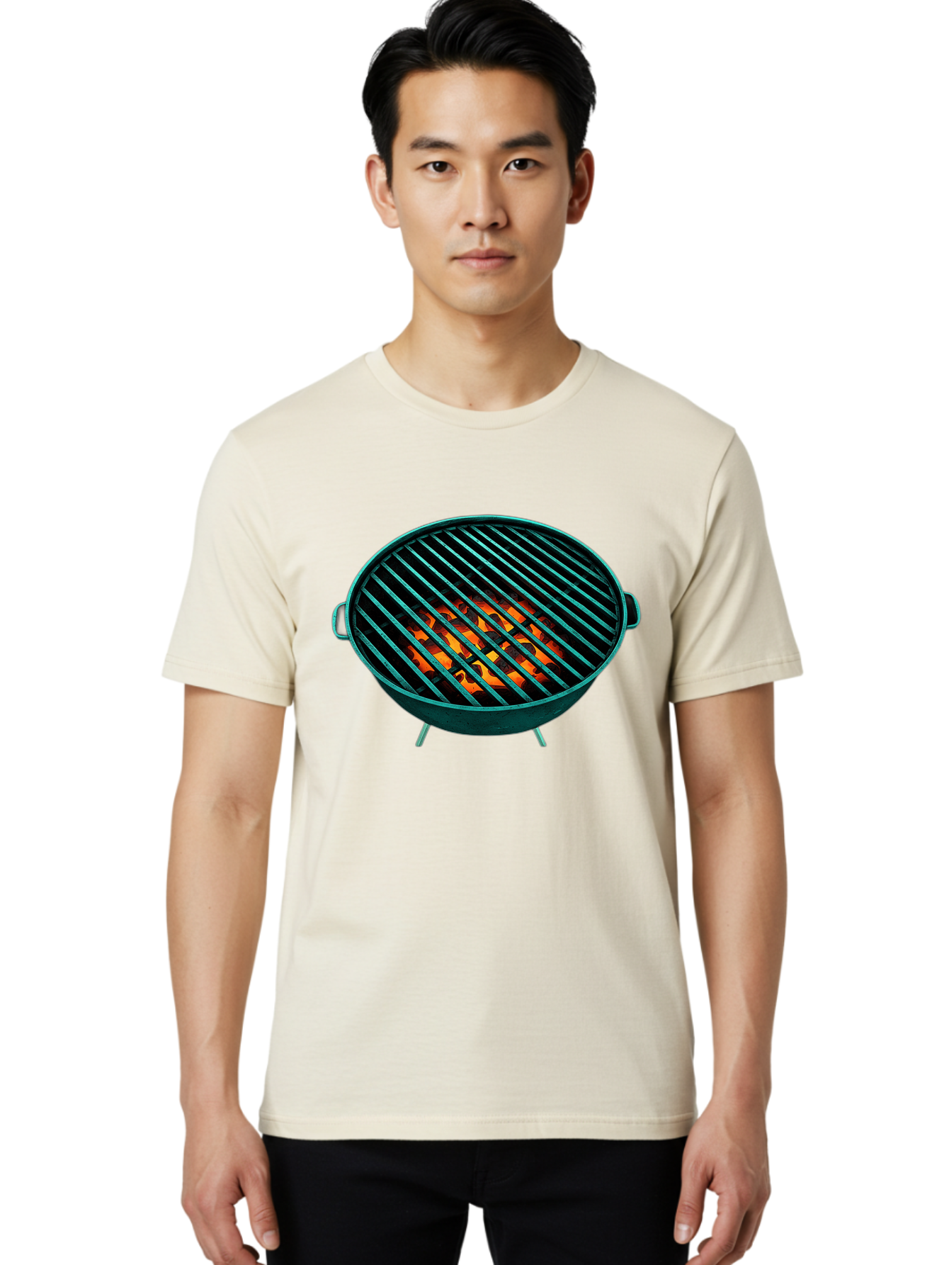 Charcoal-Grill-2 Men'S Graphic Tee, 100% Cotton, Comfortable Casual Summer Wear, Machine Washable, Barbecue Grill, Grill Grates, Burning Coals, Outdoor Cooking, Barbecue Accessories, Grill Marks, Cooking Grill, Grill Surface, Bab725
