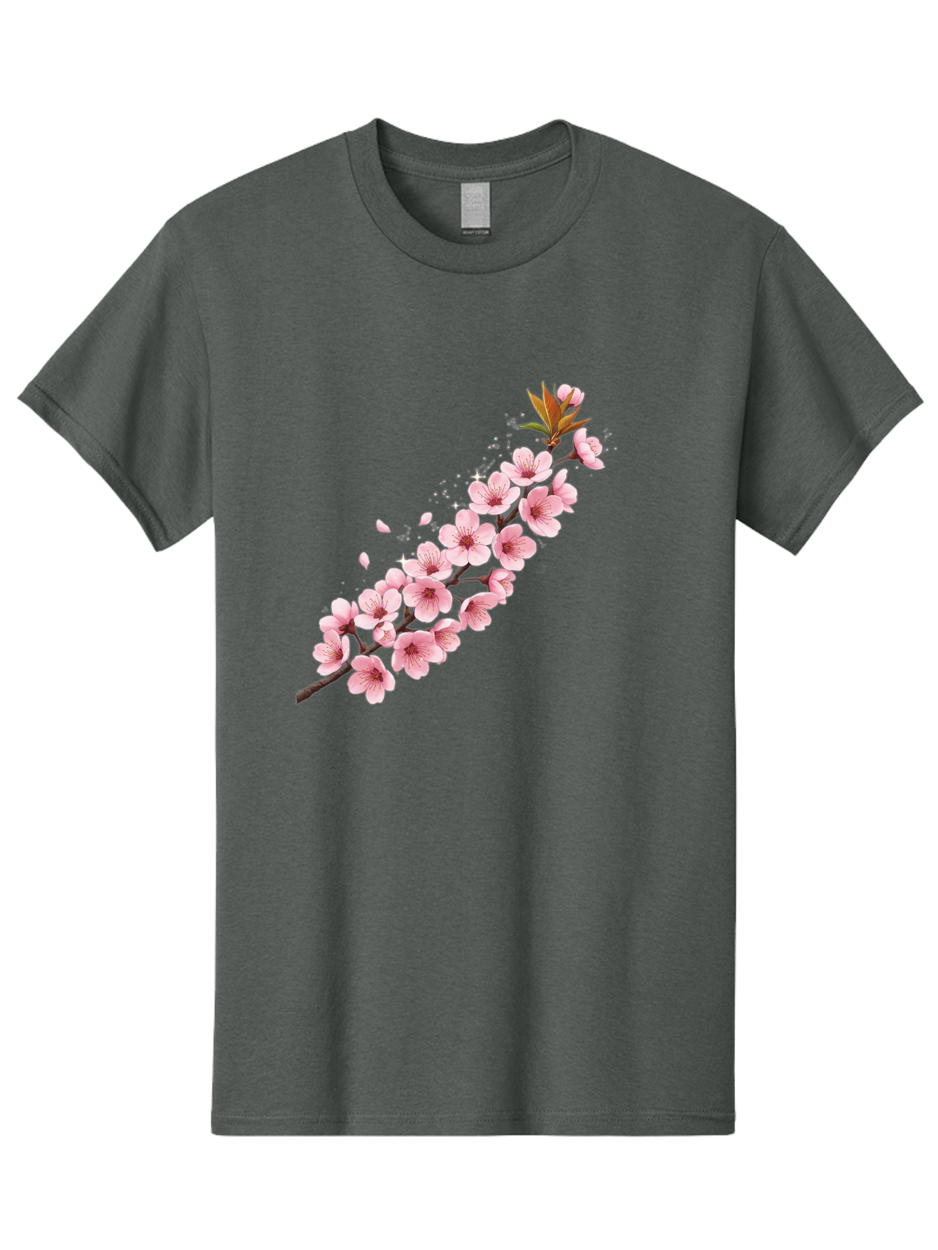 Cherry-Blossom-Branch Men'S Graphic Tee, 100% Cotton, Comfortable Casual Summer Wear, Machine Washable, Cherry Blossom Flowers, Pink Petals, Falling Petals, Floral Arrangement, Delicate Blooms, Spring Flowers, Soft Pink Hues, Flower Branch Bab732