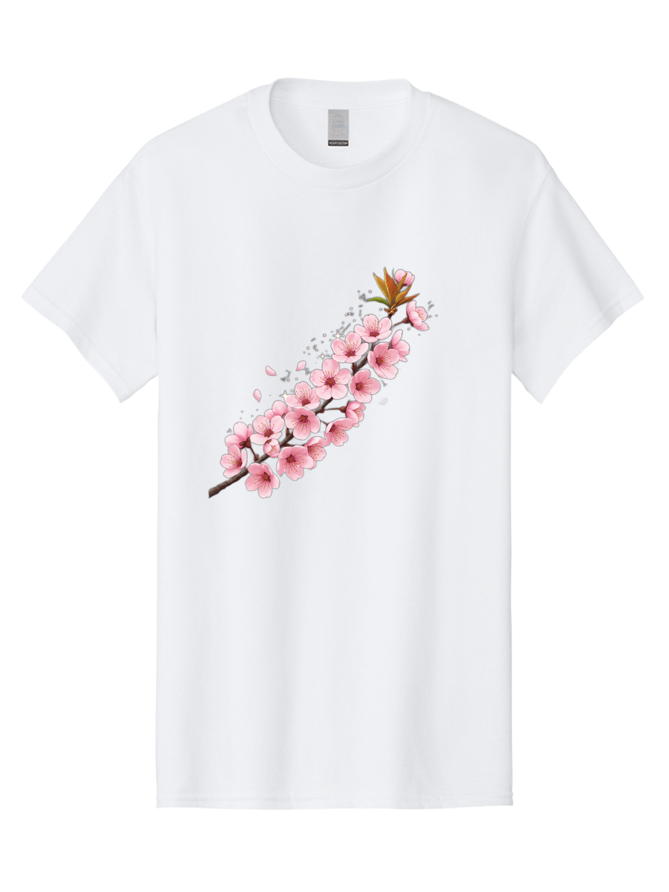 Cherry-Blossom-Branch Men'S Graphic Tee, 100% Cotton, Comfortable Casual Summer Wear, Machine Washable, Cherry Blossom Flowers, Pink Petals, Falling Petals, Floral Arrangement, Delicate Blooms, Spring Flowers, Soft Pink Hues, Flower Branch Bab732