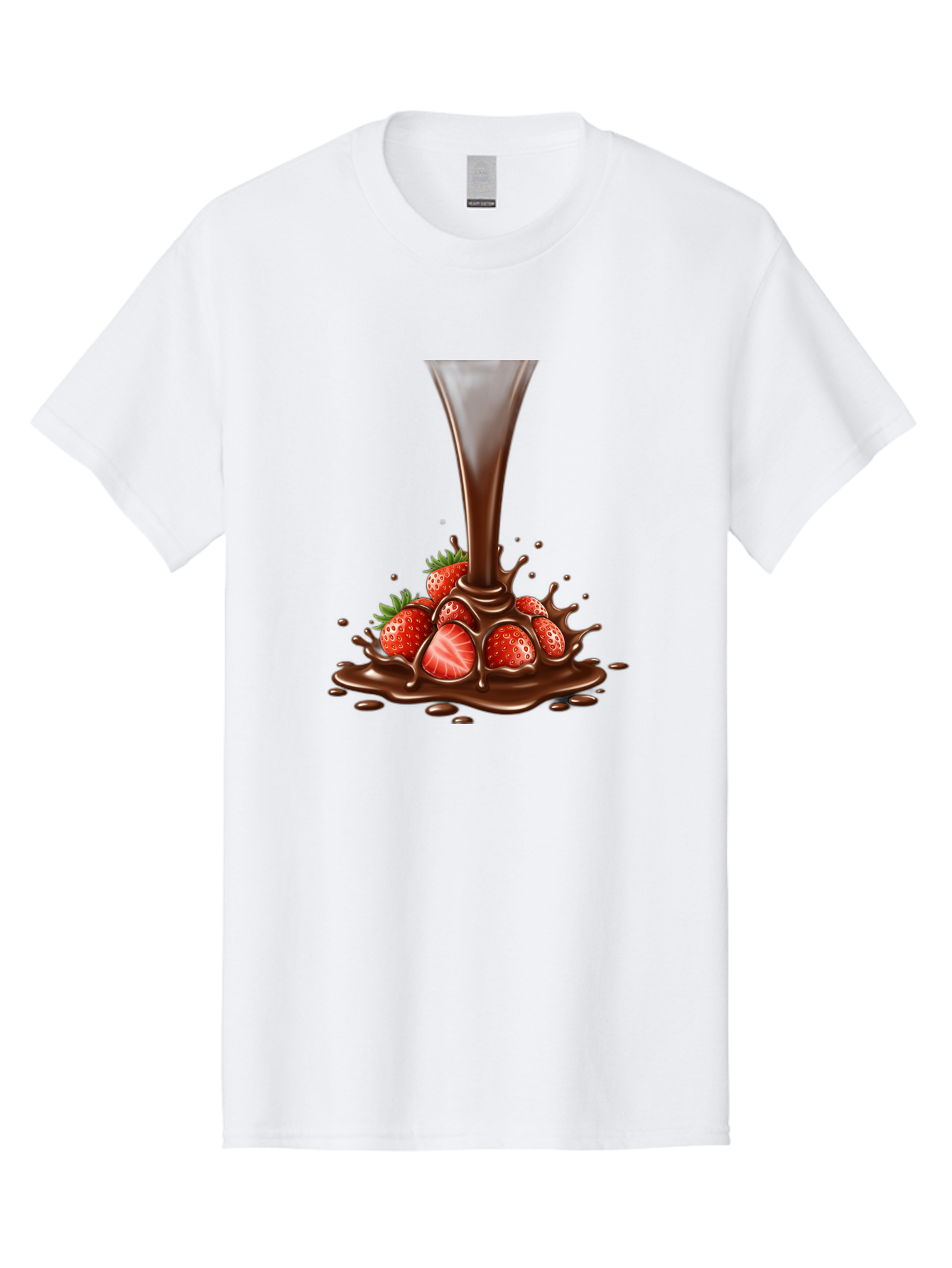 Chocolate-And-Strawberries Men'S Graphic Tee, 100% Cotton, Comfortable Casual Summer Wear, Machine Washable, Chocolate Sauce Pouring, Strawberries, Sweet Treat, Dessert, Indulgent, Chocolate Fondue, Strawberries And Chocolate, Dessert Lover, Bab737