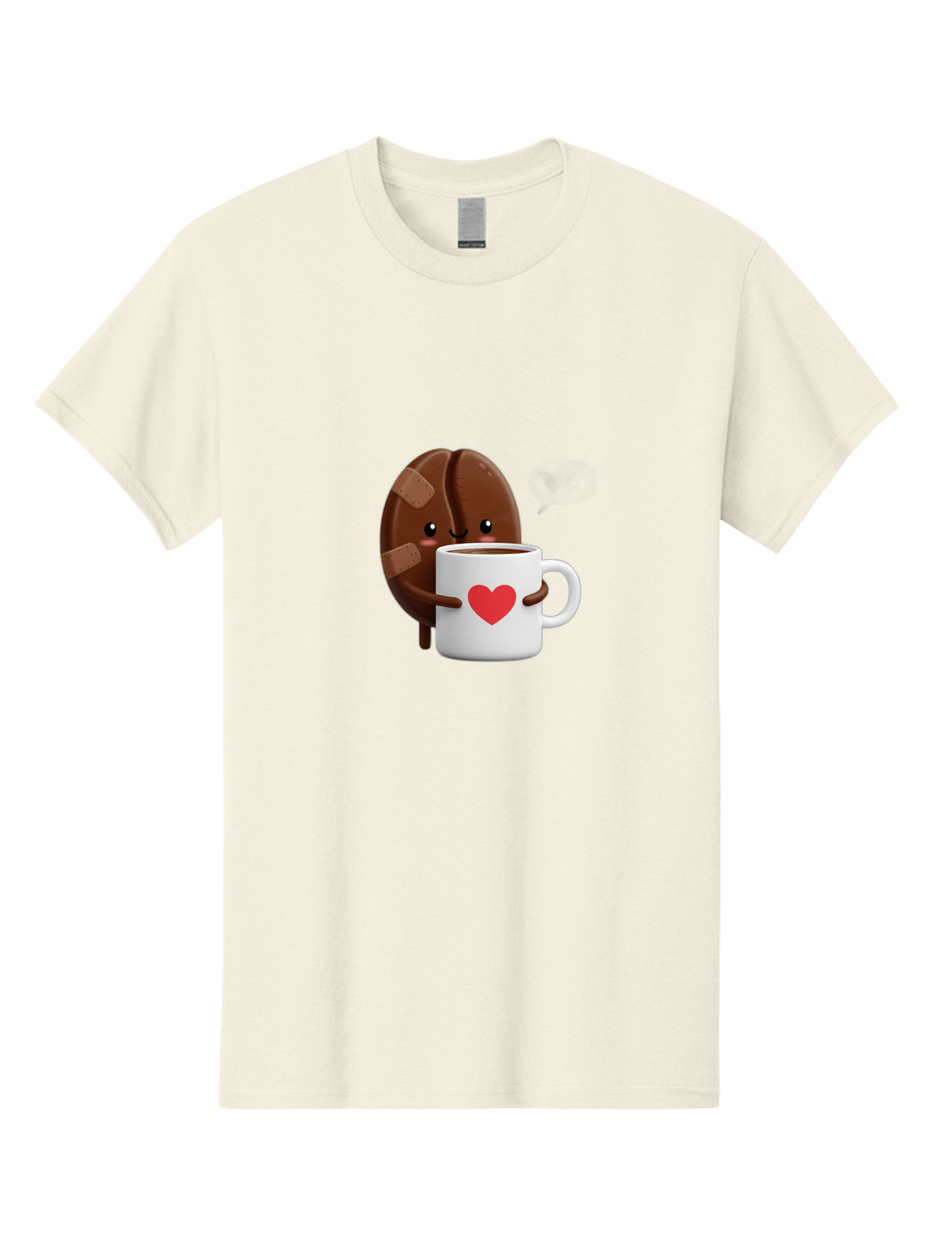 Chocolate-Cookie-Hugging-Coffee-Mug-1 Men'S Graphic Tee, 100% Cotton, Comfortable Casual Summer Wear, Machine Washable, Chocolate Cookie, Cartoon Cookie, Coffee Mug, Heart Design, Cute Illustration, Coffee Break, Bandaged Cookie, Happy Face, Bab738