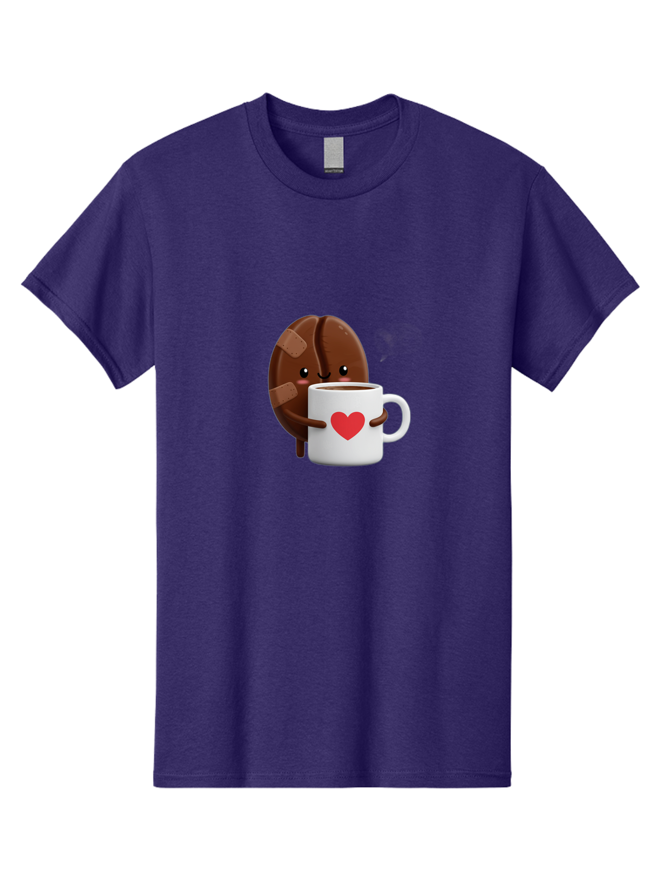 Chocolate-Cookie-Hugging-Coffee-Mug-1 Men'S Graphic Tee, 100% Cotton, Comfortable Casual Summer Wear, Machine Washable, Chocolate Cookie, Cartoon Cookie, Coffee Mug, Heart Design, Cute Illustration, Coffee Break, Bandaged Cookie, Happy Face, Bab738