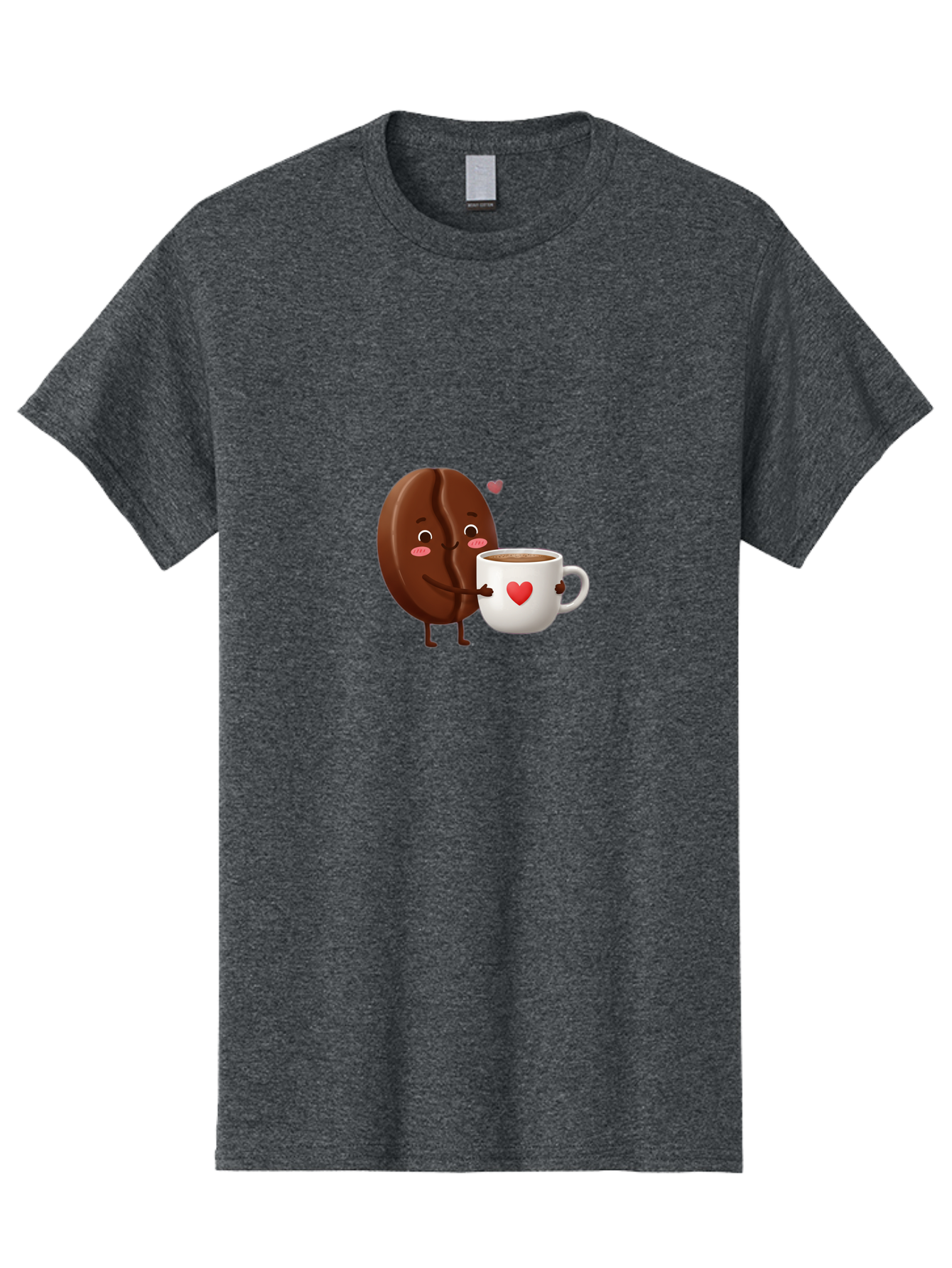 Chocolate-Cookie-Hugging-Coffee-Mug Men'S Graphic Tee, 100% Cotton, Comfortable Casual Summer Wear, Machine Washable, Chocolate Cookie, Cute Character, Coffee Mug, Heart Design, Adorable Scene, Sweet Treats, Cartoon Characters, Bab739