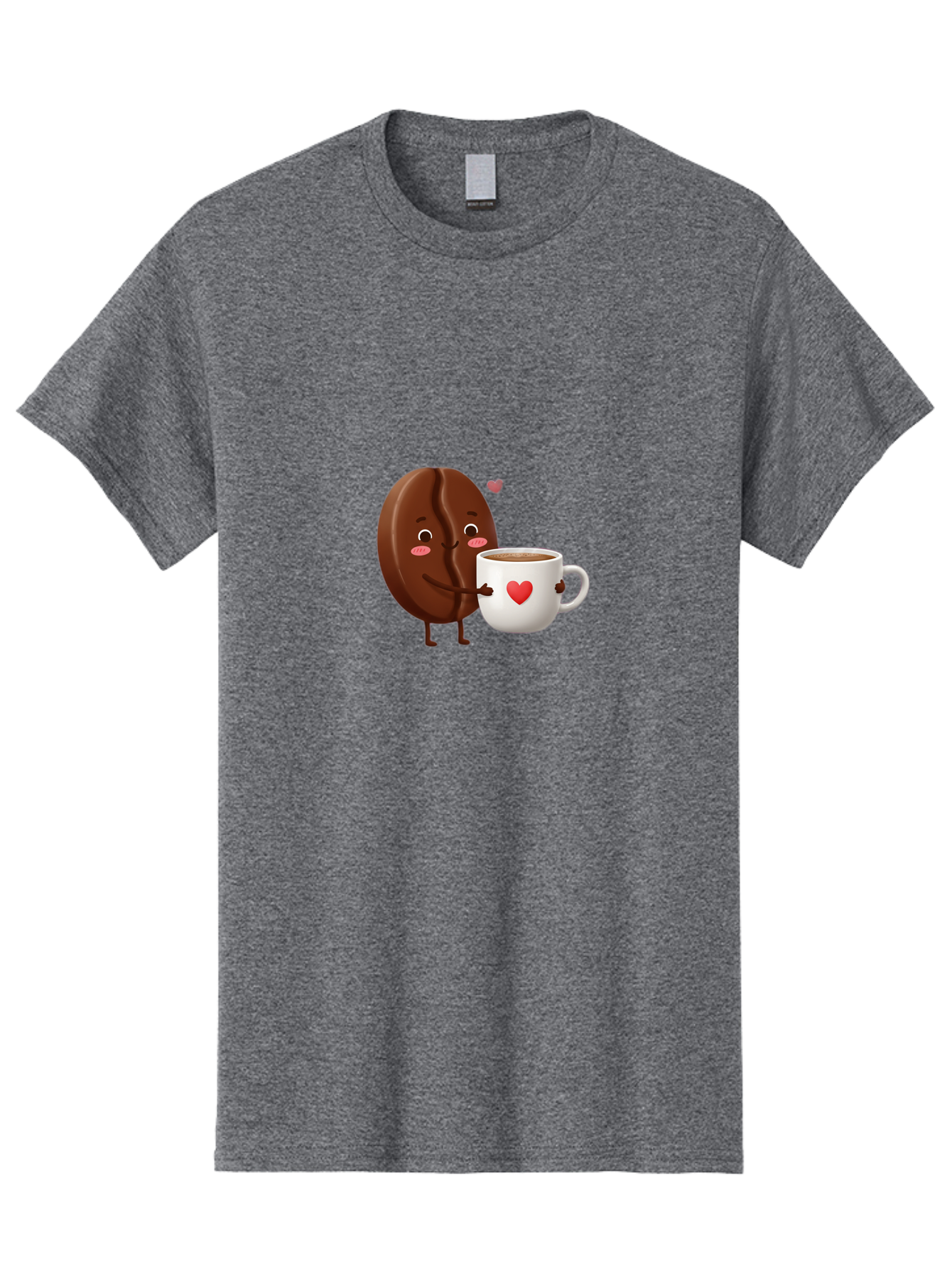 Chocolate-Cookie-Hugging-Coffee-Mug Men'S Graphic Tee, 100% Cotton, Comfortable Casual Summer Wear, Machine Washable, Chocolate Cookie, Cute Character, Coffee Mug, Heart Design, Adorable Scene, Sweet Treats, Cartoon Characters, Bab739