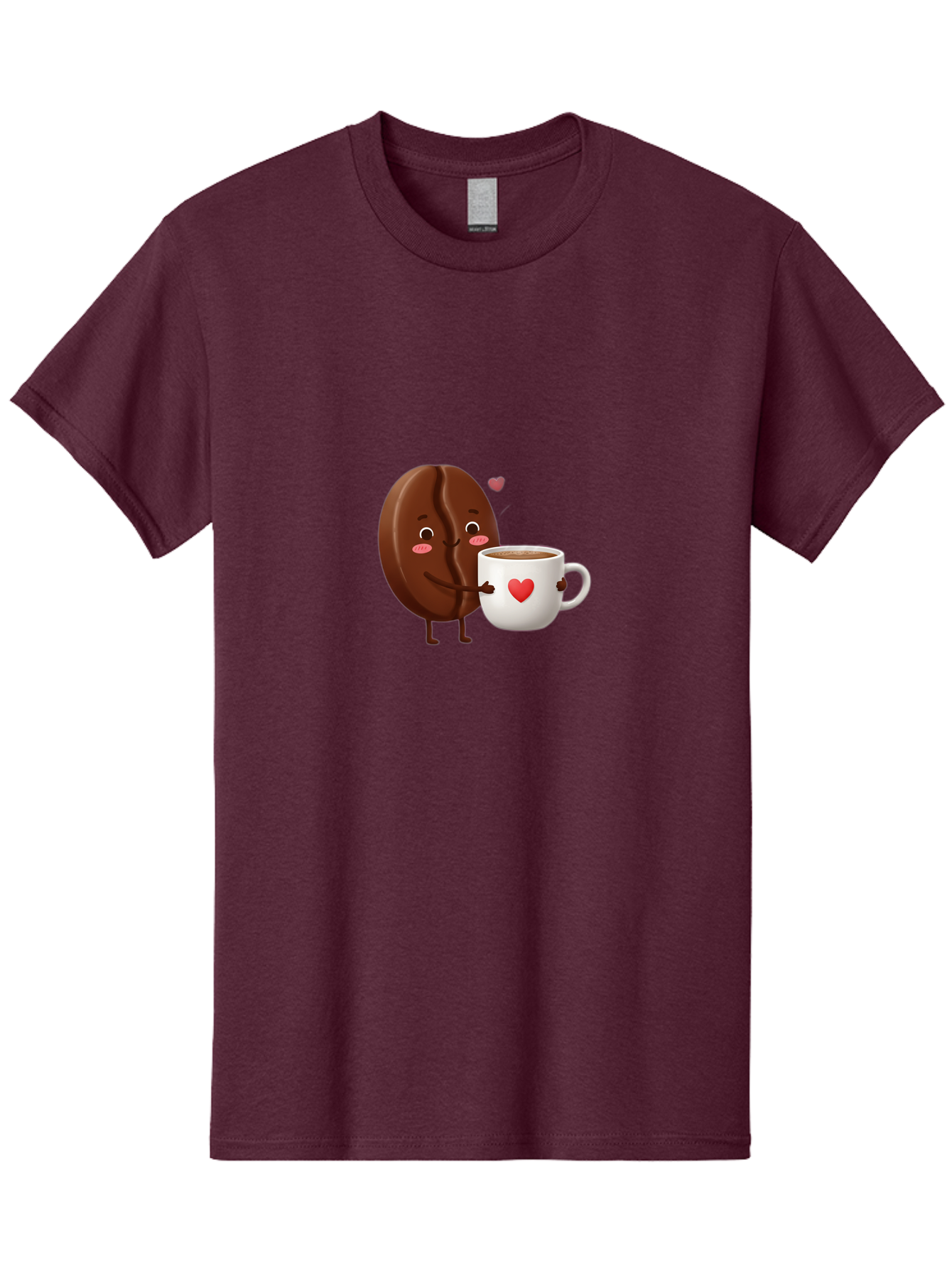 Chocolate-Cookie-Hugging-Coffee-Mug Men'S Graphic Tee, 100% Cotton, Comfortable Casual Summer Wear, Machine Washable, Chocolate Cookie, Cute Character, Coffee Mug, Heart Design, Adorable Scene, Sweet Treats, Cartoon Characters, Bab739