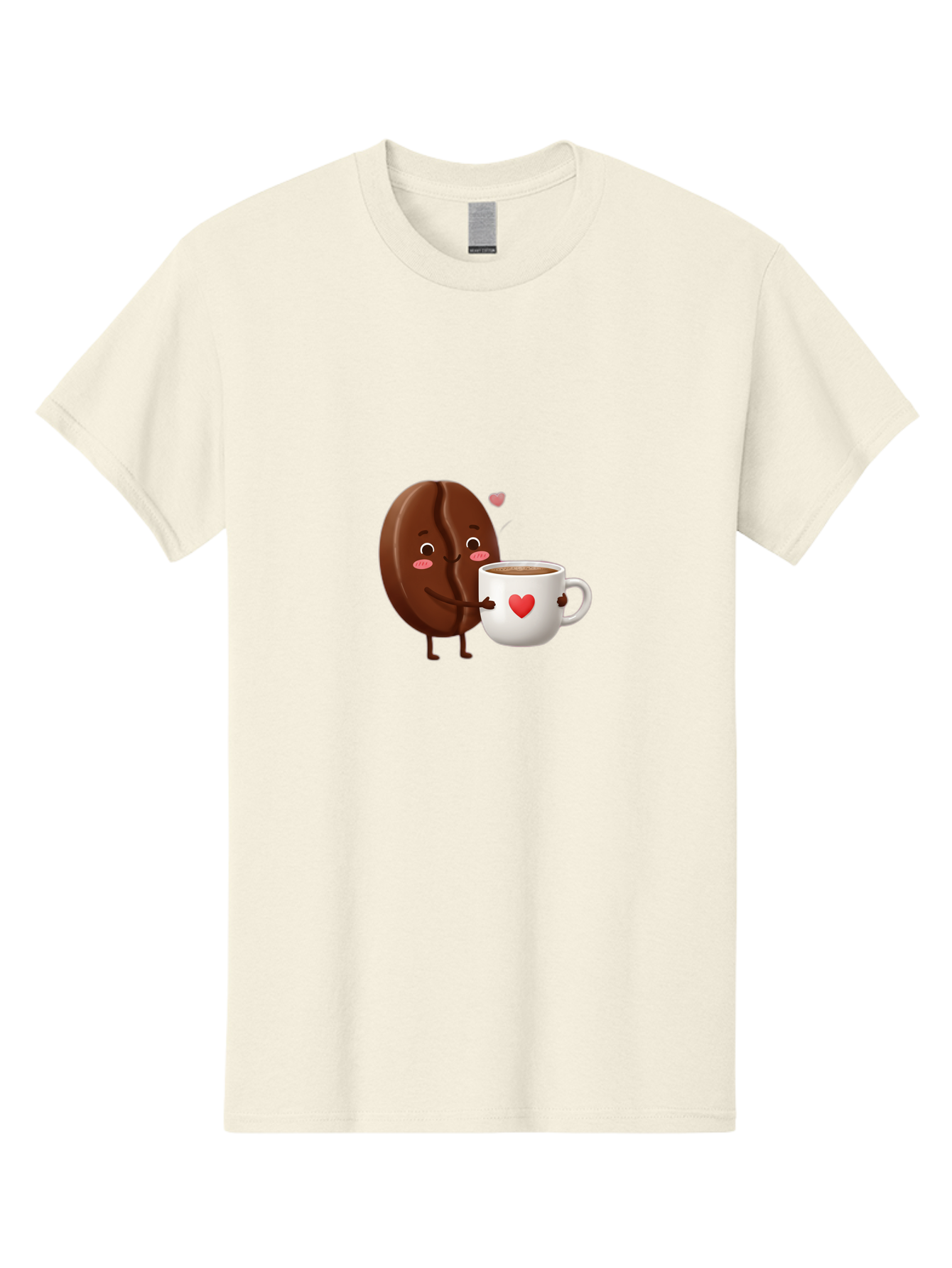 Chocolate-Cookie-Hugging-Coffee-Mug Men'S Graphic Tee, 100% Cotton, Comfortable Casual Summer Wear, Machine Washable, Chocolate Cookie, Cute Character, Coffee Mug, Heart Design, Adorable Scene, Sweet Treats, Cartoon Characters, Bab739