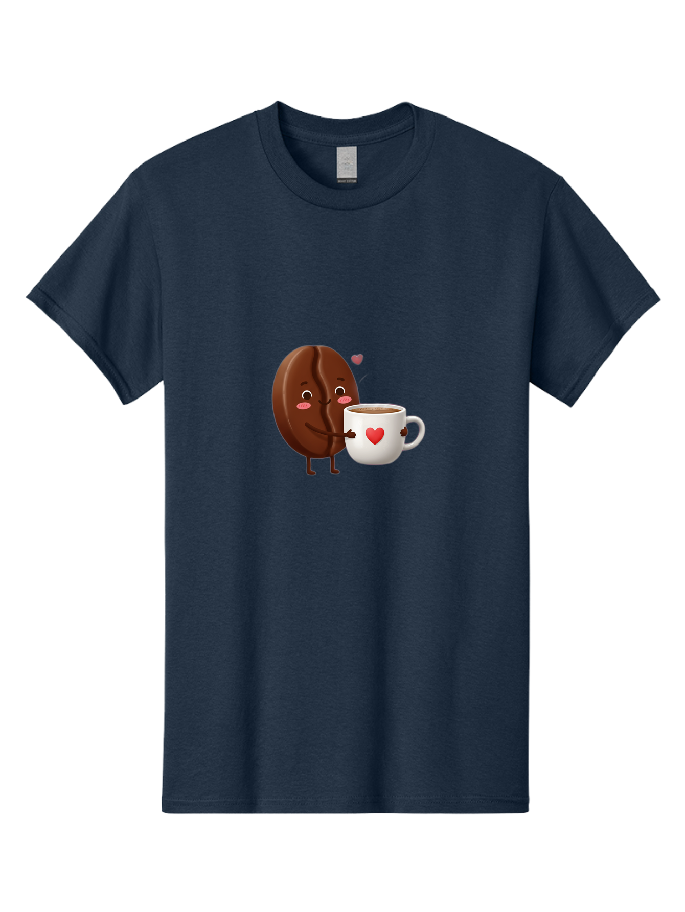 Chocolate-Cookie-Hugging-Coffee-Mug Men'S Graphic Tee, 100% Cotton, Comfortable Casual Summer Wear, Machine Washable, Chocolate Cookie, Cute Character, Coffee Mug, Heart Design, Adorable Scene, Sweet Treats, Cartoon Characters, Bab739