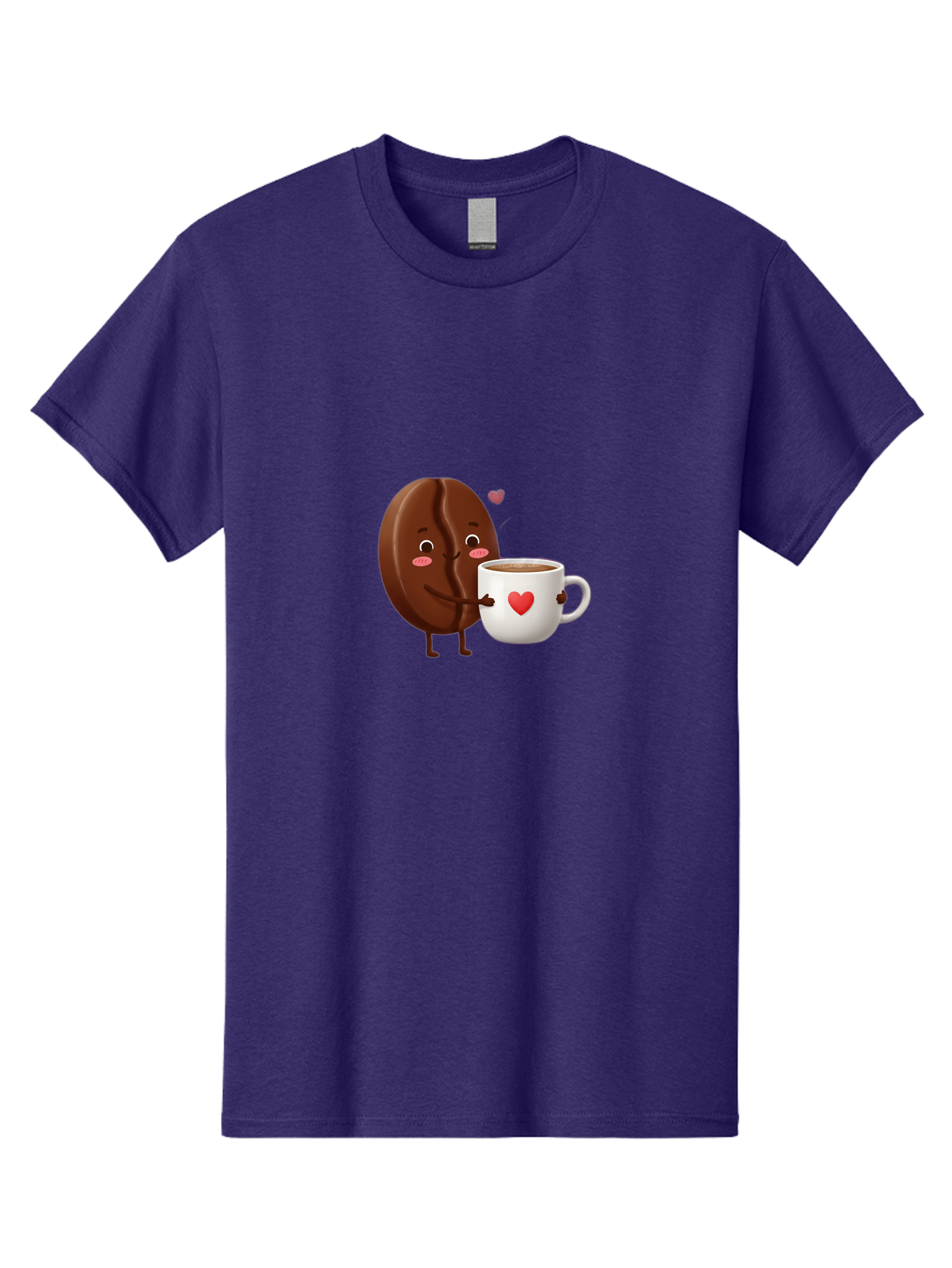 Chocolate-Cookie-Hugging-Coffee-Mug Men'S Graphic Tee, 100% Cotton, Comfortable Casual Summer Wear, Machine Washable, Chocolate Cookie, Cute Character, Coffee Mug, Heart Design, Adorable Scene, Sweet Treats, Cartoon Characters, Bab739
