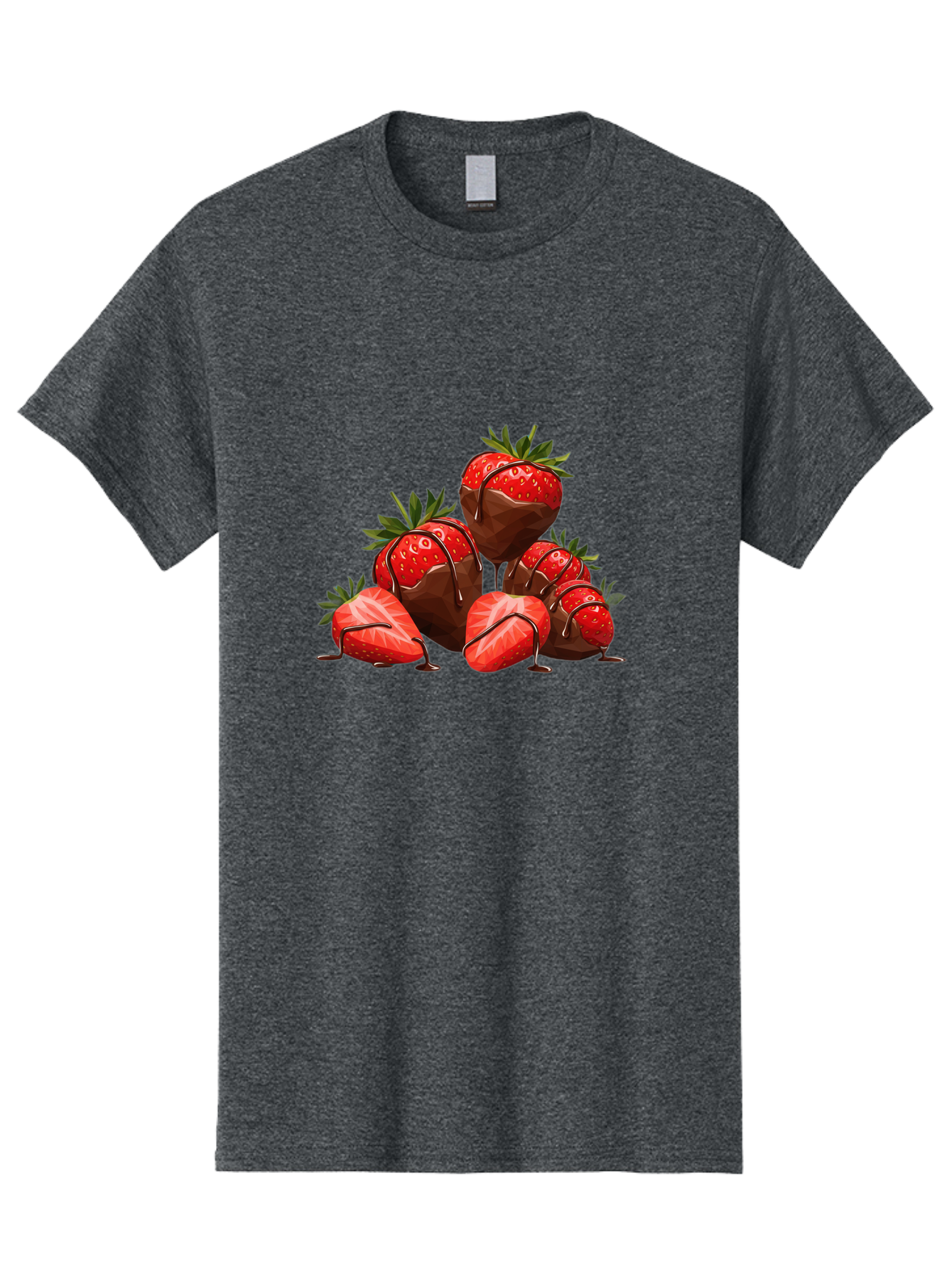 Chocolate-Covered-Strawberries-1 Men'S Graphic Tee, 100% Cotton, Comfortable Casual Summer Wear, Machine Washable, Chocolate Covered Strawberries, Sweet Treats, Indulgent Dessert, Ripe Strawberries, Chocolate Drizzle, Decadent, Luxurious, Bab740