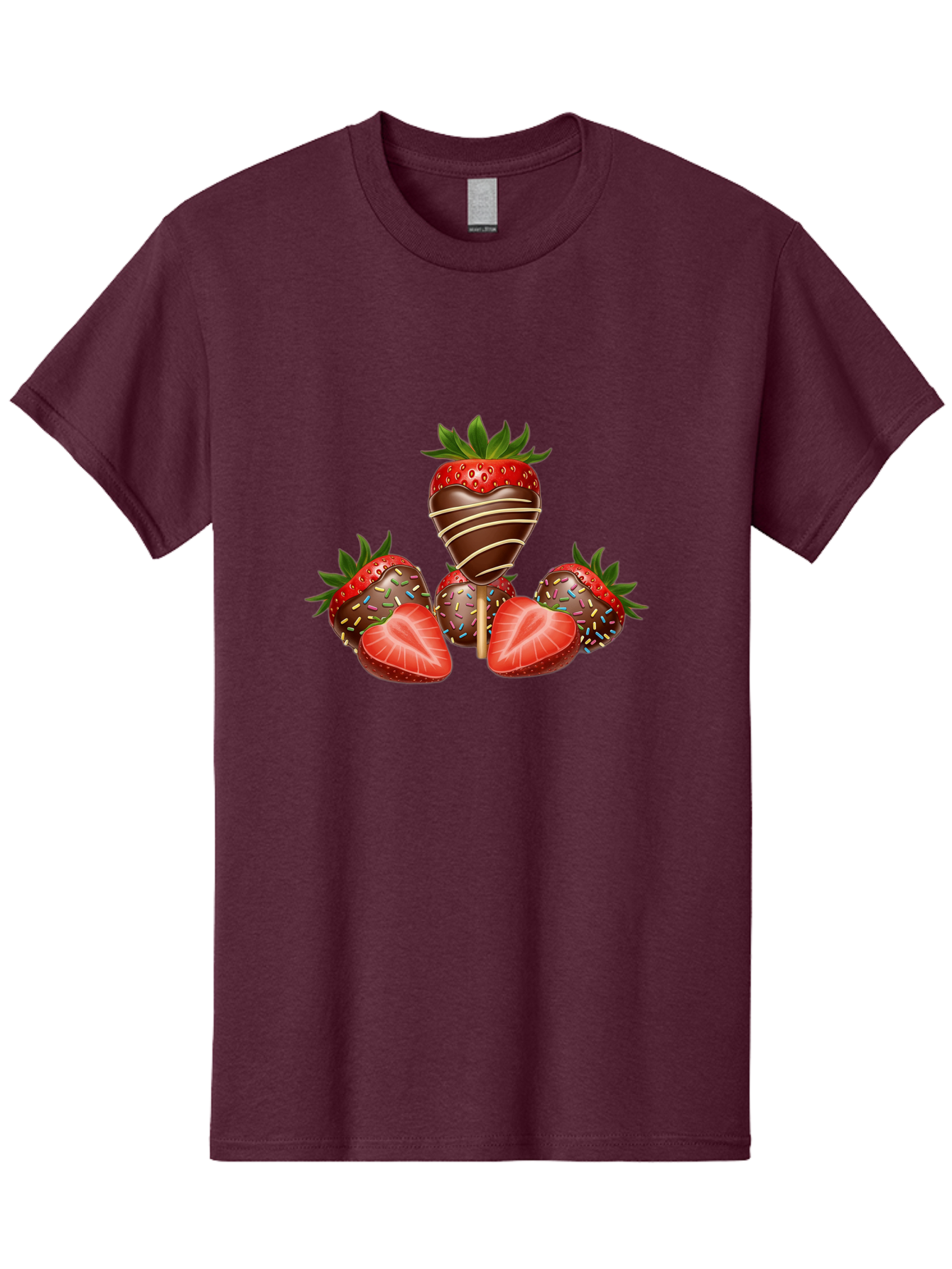 Chocolate-Covered-Strawberries-2 Men'S Graphic Tee, 100% Cotton, Comfortable Casual Summer Wear, Machine Washable, Chocolate Covered Strawberries, Sweet Treats, Dessert Ideas, Strawberry Desserts, Chocolate Drizzled Strawberries, Bab741