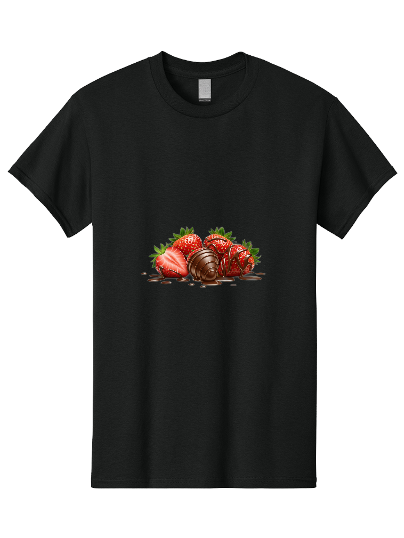 Chocolate-Covered-Strawberries-4 Men'S Graphic Tee, 100% Cotton, Comfortable Casual Summer Wear, Machine Washable, Chocolate Covered Strawberries, Sweet Treats, Indulgent Delights, Fresh Strawberries, Chocolate Sauce, Dessert Inspiration, Bab743