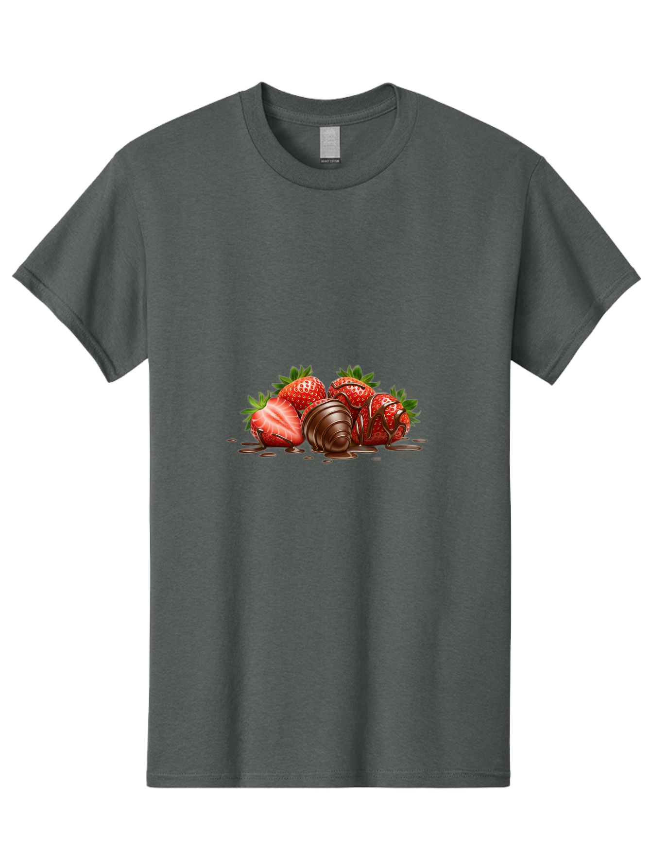 Chocolate-Covered-Strawberries-4 Men'S Graphic Tee, 100% Cotton, Comfortable Casual Summer Wear, Machine Washable, Chocolate Covered Strawberries, Sweet Treats, Indulgent Delights, Fresh Strawberries, Chocolate Sauce, Dessert Inspiration, Bab743