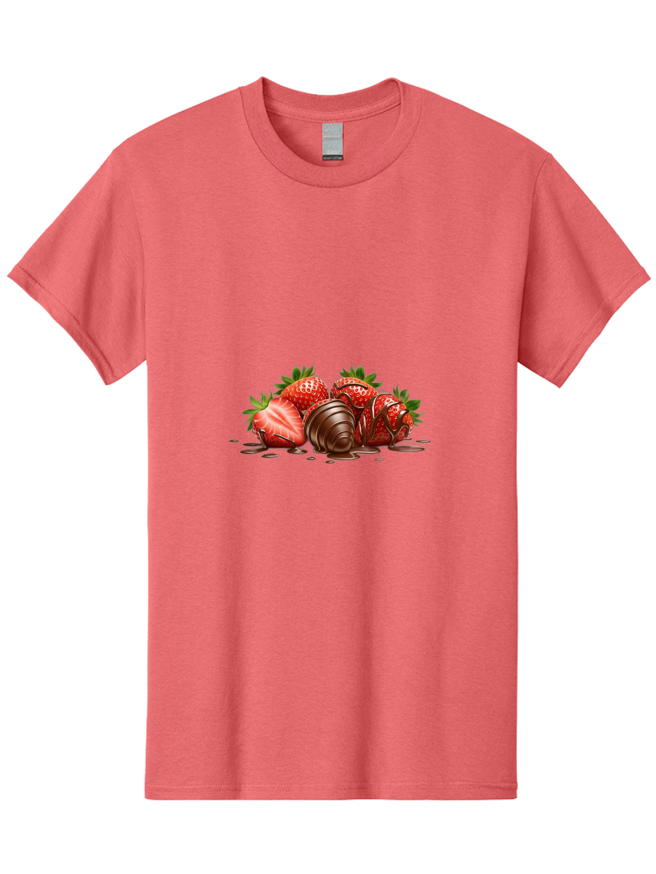 Chocolate-Covered-Strawberries-4 Men'S Graphic Tee, 100% Cotton, Comfortable Casual Summer Wear, Machine Washable, Chocolate Covered Strawberries, Sweet Treats, Indulgent Delights, Fresh Strawberries, Chocolate Sauce, Dessert Inspiration, Bab743