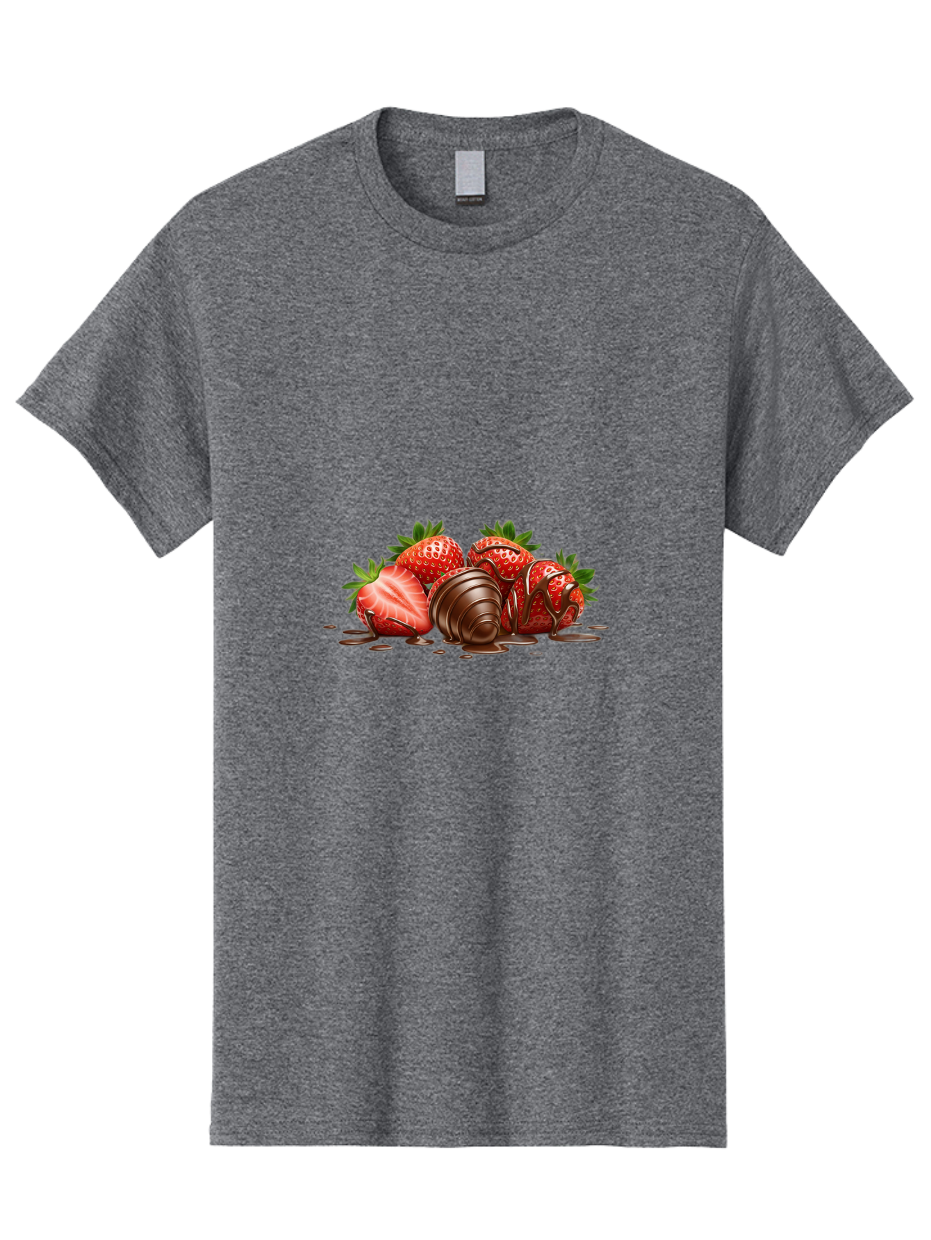 Chocolate-Covered-Strawberries-4 Men'S Graphic Tee, 100% Cotton, Comfortable Casual Summer Wear, Machine Washable, Chocolate Covered Strawberries, Sweet Treats, Indulgent Delights, Fresh Strawberries, Chocolate Sauce, Dessert Inspiration, Bab743