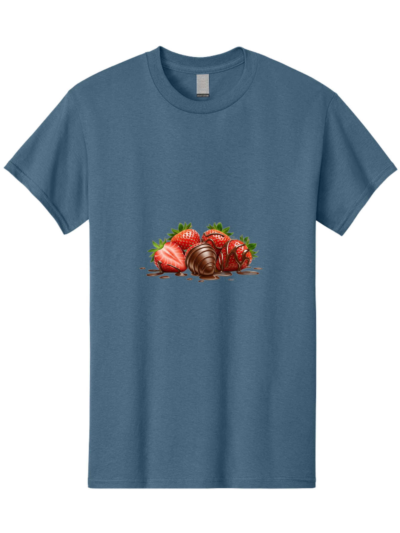 Chocolate-Covered-Strawberries-4 Men'S Graphic Tee, 100% Cotton, Comfortable Casual Summer Wear, Machine Washable, Chocolate Covered Strawberries, Sweet Treats, Indulgent Delights, Fresh Strawberries, Chocolate Sauce, Dessert Inspiration, Bab743