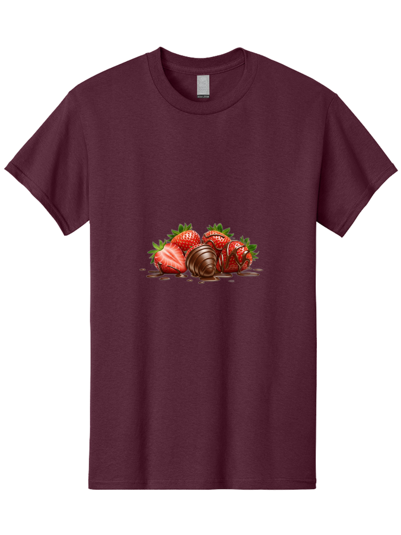 Chocolate-Covered-Strawberries-4 Men'S Graphic Tee, 100% Cotton, Comfortable Casual Summer Wear, Machine Washable, Chocolate Covered Strawberries, Sweet Treats, Indulgent Delights, Fresh Strawberries, Chocolate Sauce, Dessert Inspiration, Bab743