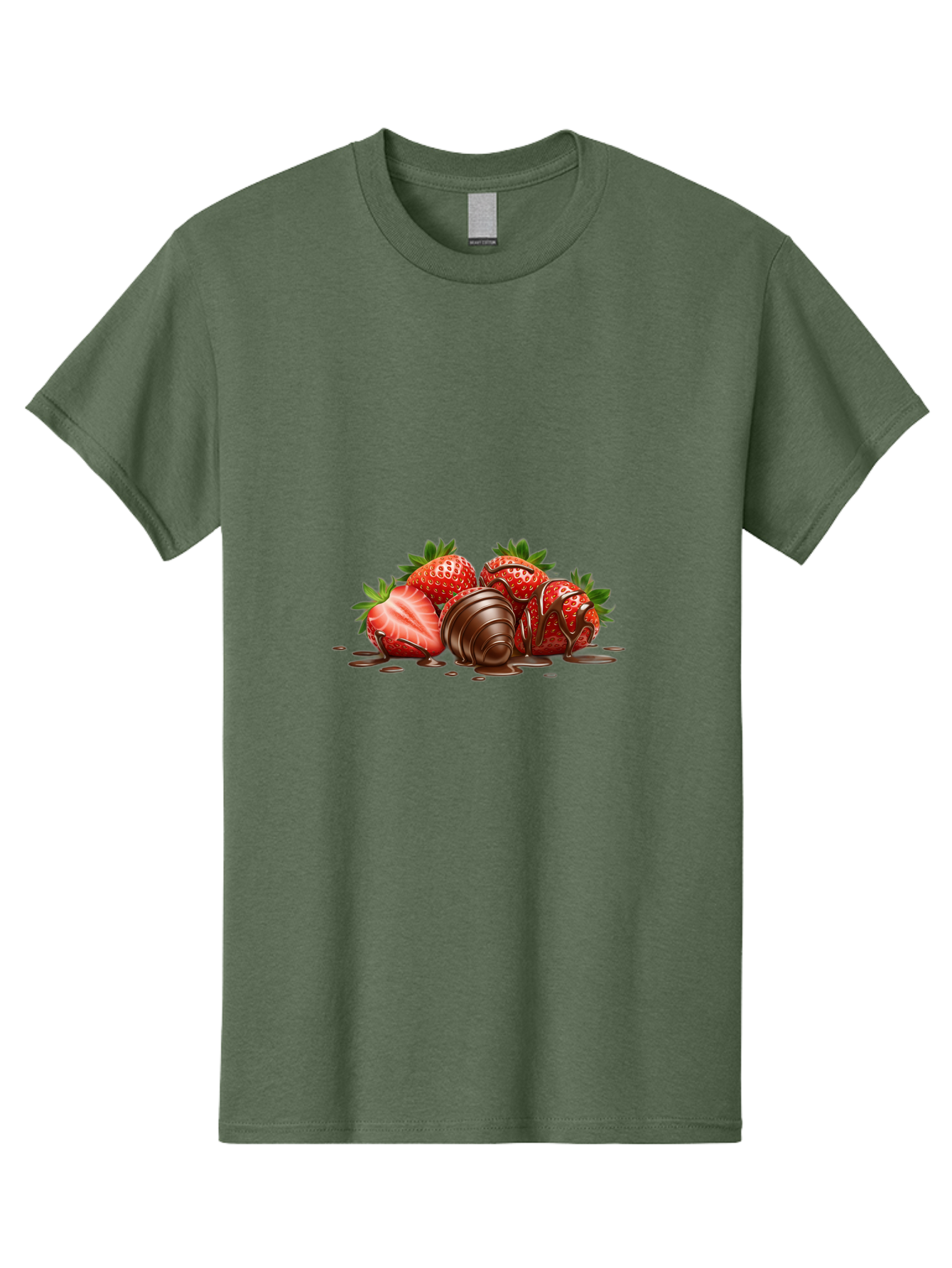 Chocolate-Covered-Strawberries-4 Men'S Graphic Tee, 100% Cotton, Comfortable Casual Summer Wear, Machine Washable, Chocolate Covered Strawberries, Sweet Treats, Indulgent Delights, Fresh Strawberries, Chocolate Sauce, Dessert Inspiration, Bab743