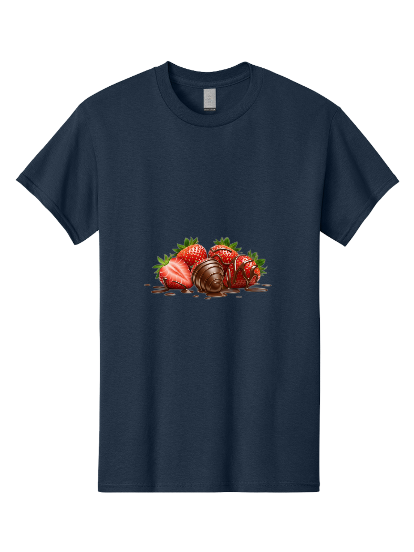 Chocolate-Covered-Strawberries-4 Men'S Graphic Tee, 100% Cotton, Comfortable Casual Summer Wear, Machine Washable, Chocolate Covered Strawberries, Sweet Treats, Indulgent Delights, Fresh Strawberries, Chocolate Sauce, Dessert Inspiration, Bab743