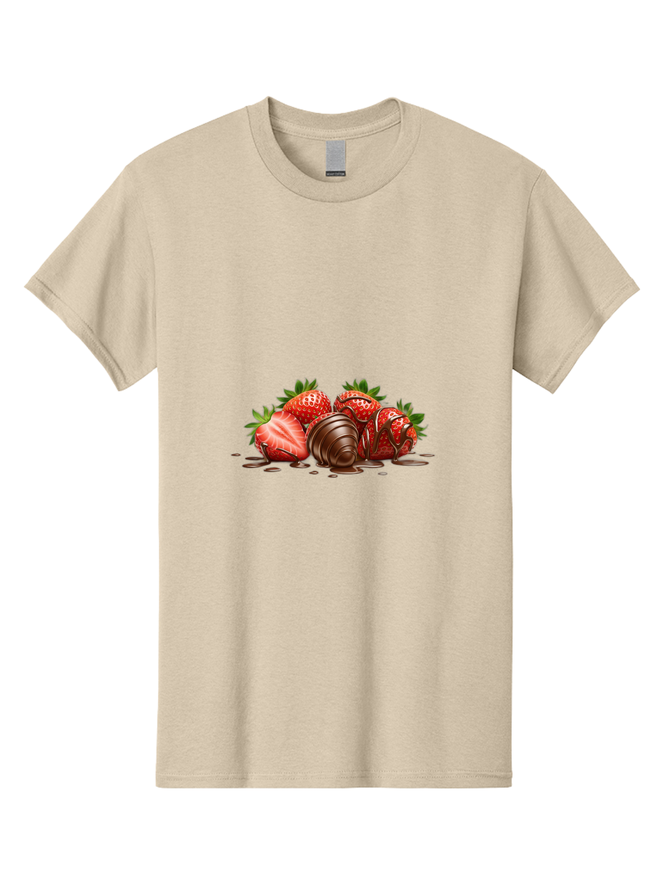 Chocolate-Covered-Strawberries-4 Men'S Graphic Tee, 100% Cotton, Comfortable Casual Summer Wear, Machine Washable, Chocolate Covered Strawberries, Sweet Treats, Indulgent Delights, Fresh Strawberries, Chocolate Sauce, Dessert Inspiration, Bab743