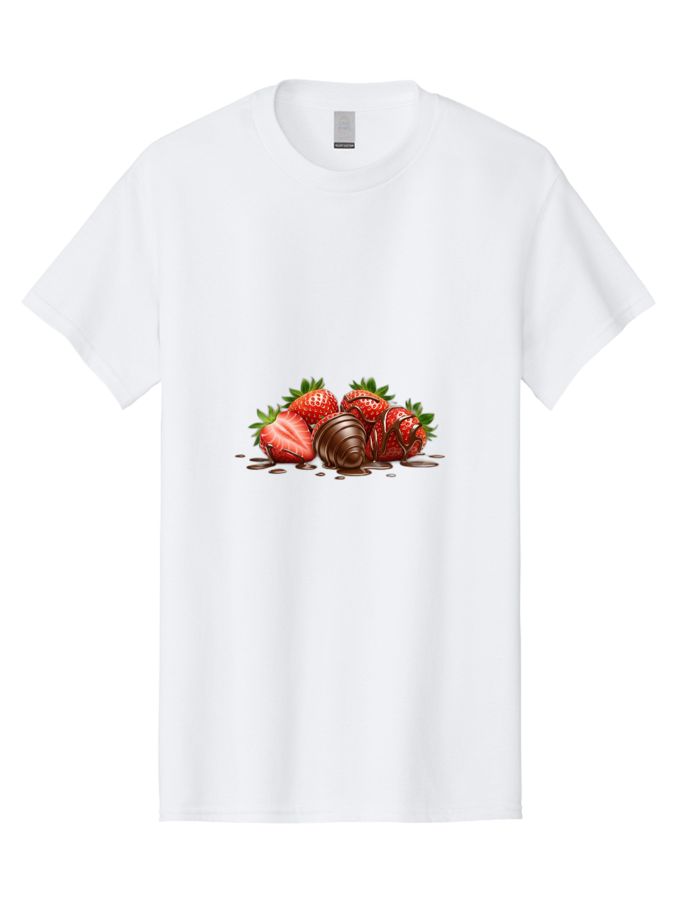 Chocolate-Covered-Strawberries-4 Men'S Graphic Tee, 100% Cotton, Comfortable Casual Summer Wear, Machine Washable, Chocolate Covered Strawberries, Sweet Treats, Indulgent Delights, Fresh Strawberries, Chocolate Sauce, Dessert Inspiration, Bab743