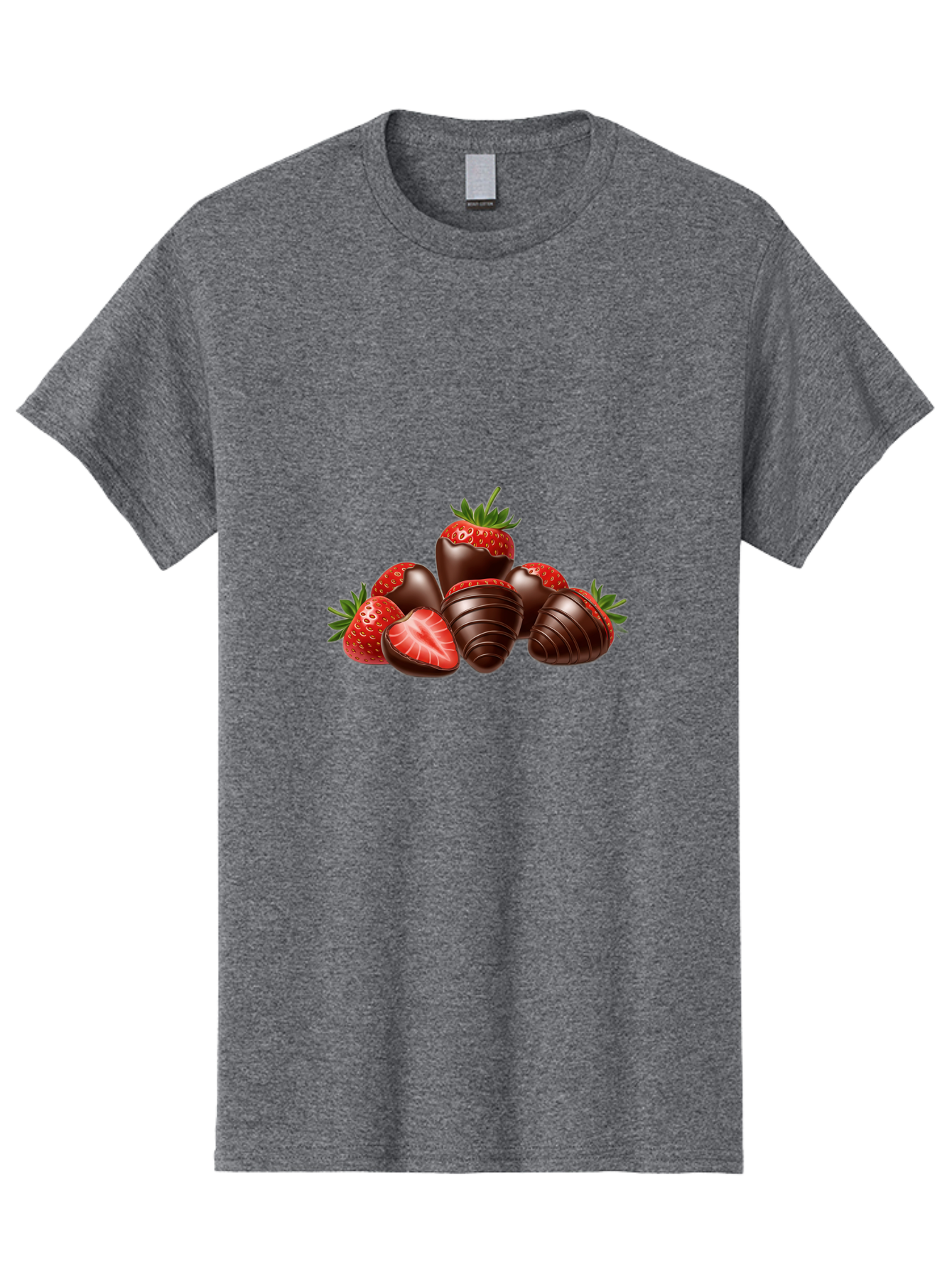 Chocolate-Covered-Strawberries Men'S Graphic Tee, 100% Cotton, Comfortable Casual Summer Wear, Machine Washable, Chocolate Covered Strawberries, Sweet Treats, Indulgent Dessert, Ripe Strawberries, Chocolate Indulgence, Rich And Decadent, Bab744