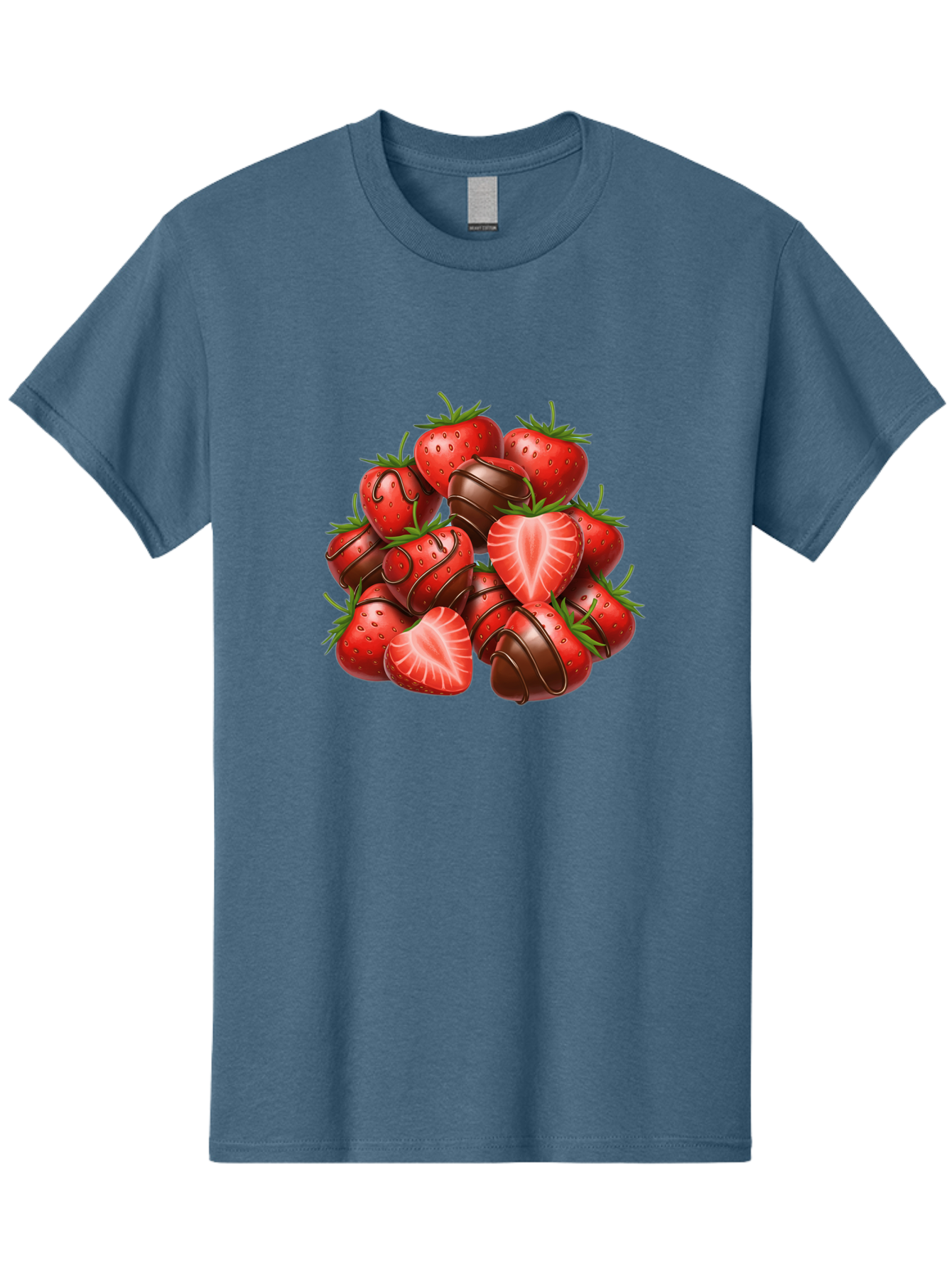 Chocolate-Dipped-Strawberries Men'S Graphic Tee, 100% Cotton, Comfortable Casual Summer Wear, Machine Washable, Chocolate Covered Strawberries, Sweet Treats, Delicious Desserts, Strawberry Lovers, Chocolate Indulgence, Tasty Fruit, Bab746