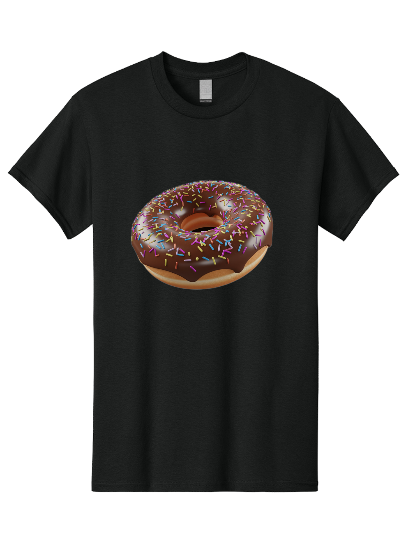 Chocolate-Donut-With-Sprinkles Men'S Graphic Tee, 100% Cotton, Comfortable Casual Summer Wear, Machine Washable, Chocolate Donut, Donut With Sprinkles, Sweet Treat, Baked Goods, Colorful Dessert, Tasty Pastry, Chocolate Frosting, Sprinkles, Bab747
