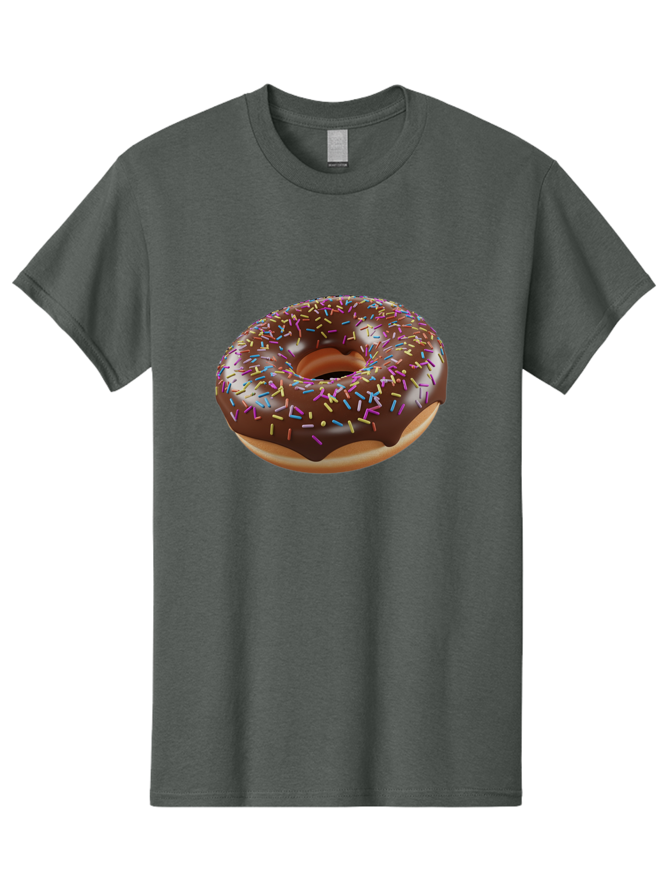 Chocolate-Donut-With-Sprinkles Men'S Graphic Tee, 100% Cotton, Comfortable Casual Summer Wear, Machine Washable, Chocolate Donut, Donut With Sprinkles, Sweet Treat, Baked Goods, Colorful Dessert, Tasty Pastry, Chocolate Frosting, Sprinkles, Bab747