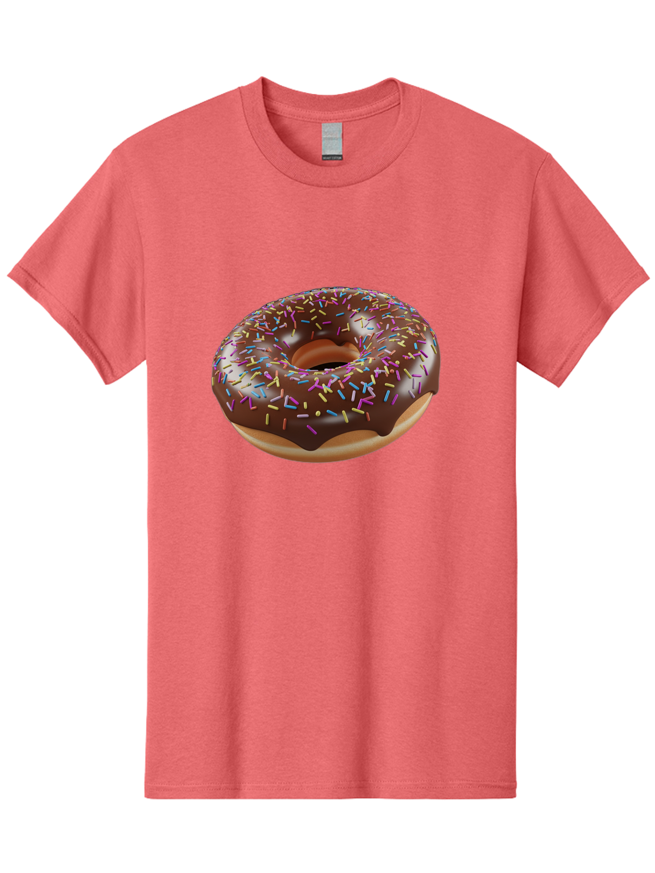 Chocolate-Donut-With-Sprinkles Men'S Graphic Tee, 100% Cotton, Comfortable Casual Summer Wear, Machine Washable, Chocolate Donut, Donut With Sprinkles, Sweet Treat, Baked Goods, Colorful Dessert, Tasty Pastry, Chocolate Frosting, Sprinkles, Bab747