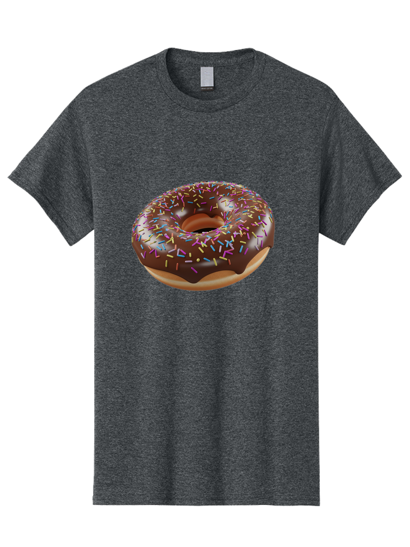 Chocolate-Donut-With-Sprinkles Men'S Graphic Tee, 100% Cotton, Comfortable Casual Summer Wear, Machine Washable, Chocolate Donut, Donut With Sprinkles, Sweet Treat, Baked Goods, Colorful Dessert, Tasty Pastry, Chocolate Frosting, Sprinkles, Bab747