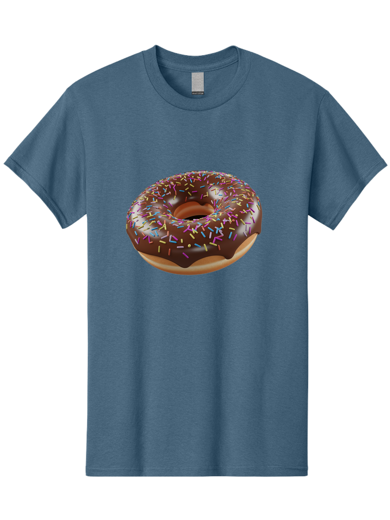 Chocolate-Donut-With-Sprinkles Men'S Graphic Tee, 100% Cotton, Comfortable Casual Summer Wear, Machine Washable, Chocolate Donut, Donut With Sprinkles, Sweet Treat, Baked Goods, Colorful Dessert, Tasty Pastry, Chocolate Frosting, Sprinkles, Bab747