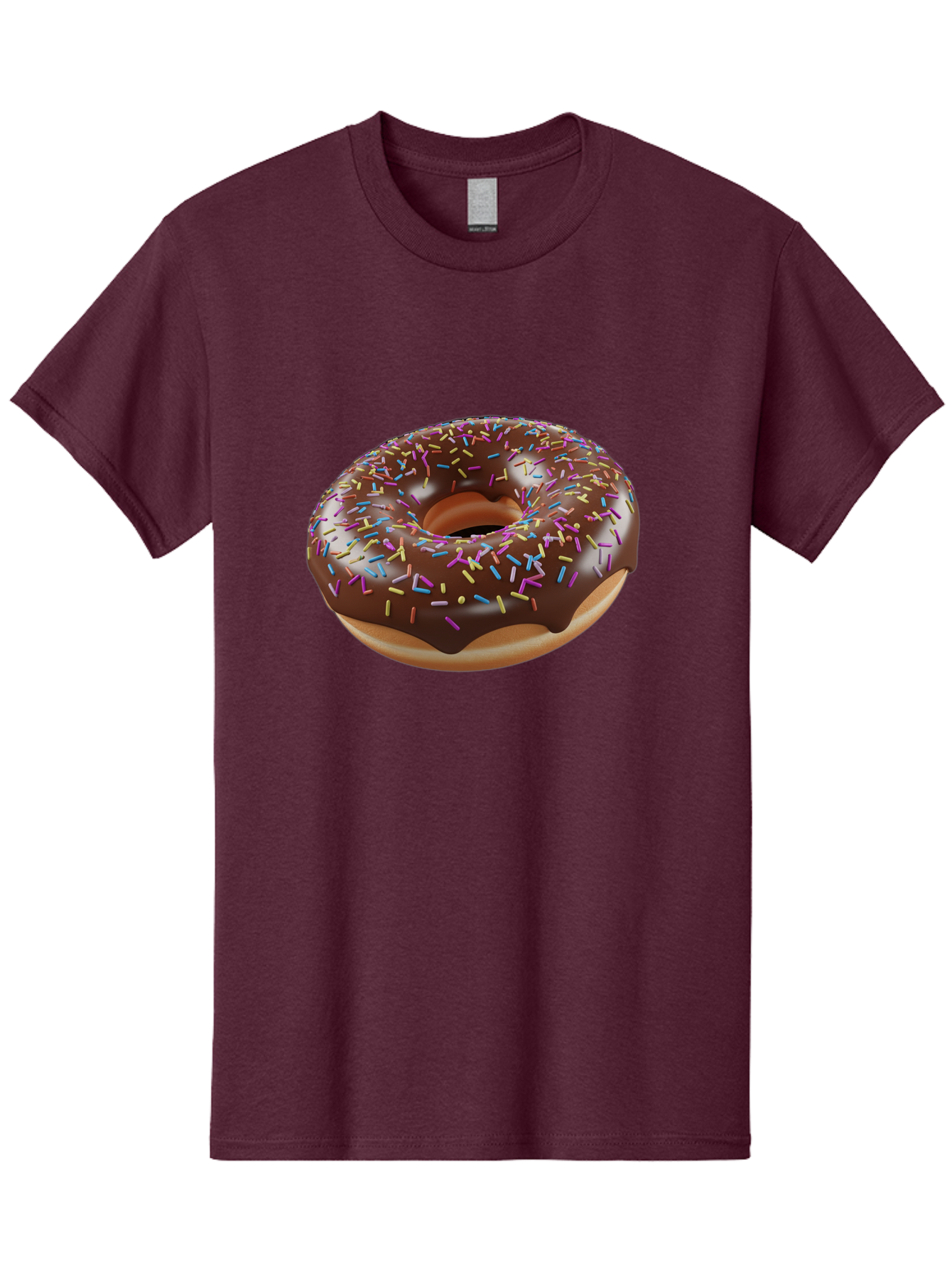 Chocolate-Donut-With-Sprinkles Men'S Graphic Tee, 100% Cotton, Comfortable Casual Summer Wear, Machine Washable, Chocolate Donut, Donut With Sprinkles, Sweet Treat, Baked Goods, Colorful Dessert, Tasty Pastry, Chocolate Frosting, Sprinkles, Bab747