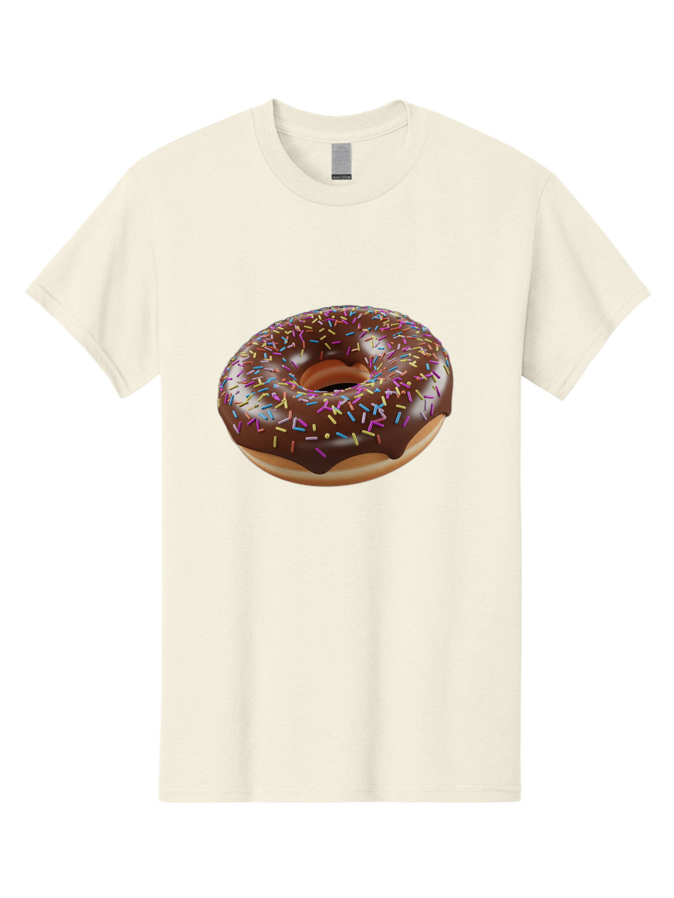 Chocolate-Donut-With-Sprinkles Men'S Graphic Tee, 100% Cotton, Comfortable Casual Summer Wear, Machine Washable, Chocolate Donut, Donut With Sprinkles, Sweet Treat, Baked Goods, Colorful Dessert, Tasty Pastry, Chocolate Frosting, Sprinkles, Bab747